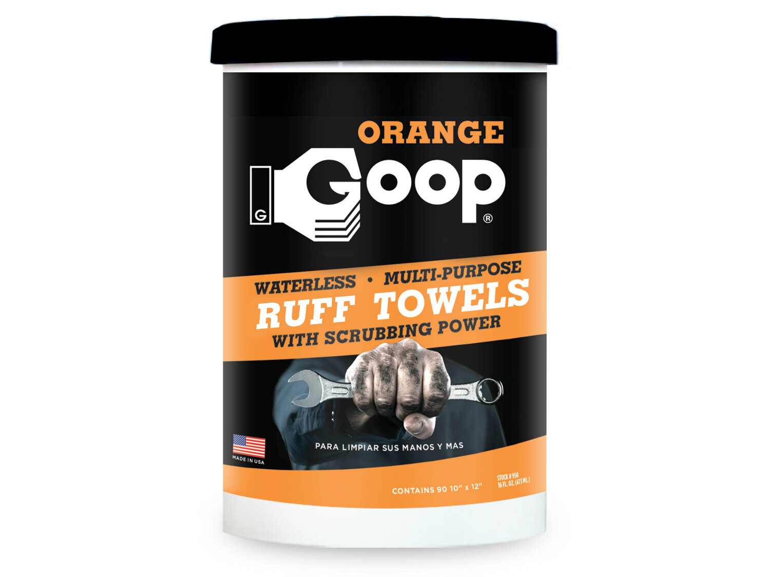 Orange Goop Multi-Purpose Hand Cleaner Ruff Towels - 72 Towel Dispenser  #950 — Goop Hand Cleaner and Stain Removers, All Goop Cleaners