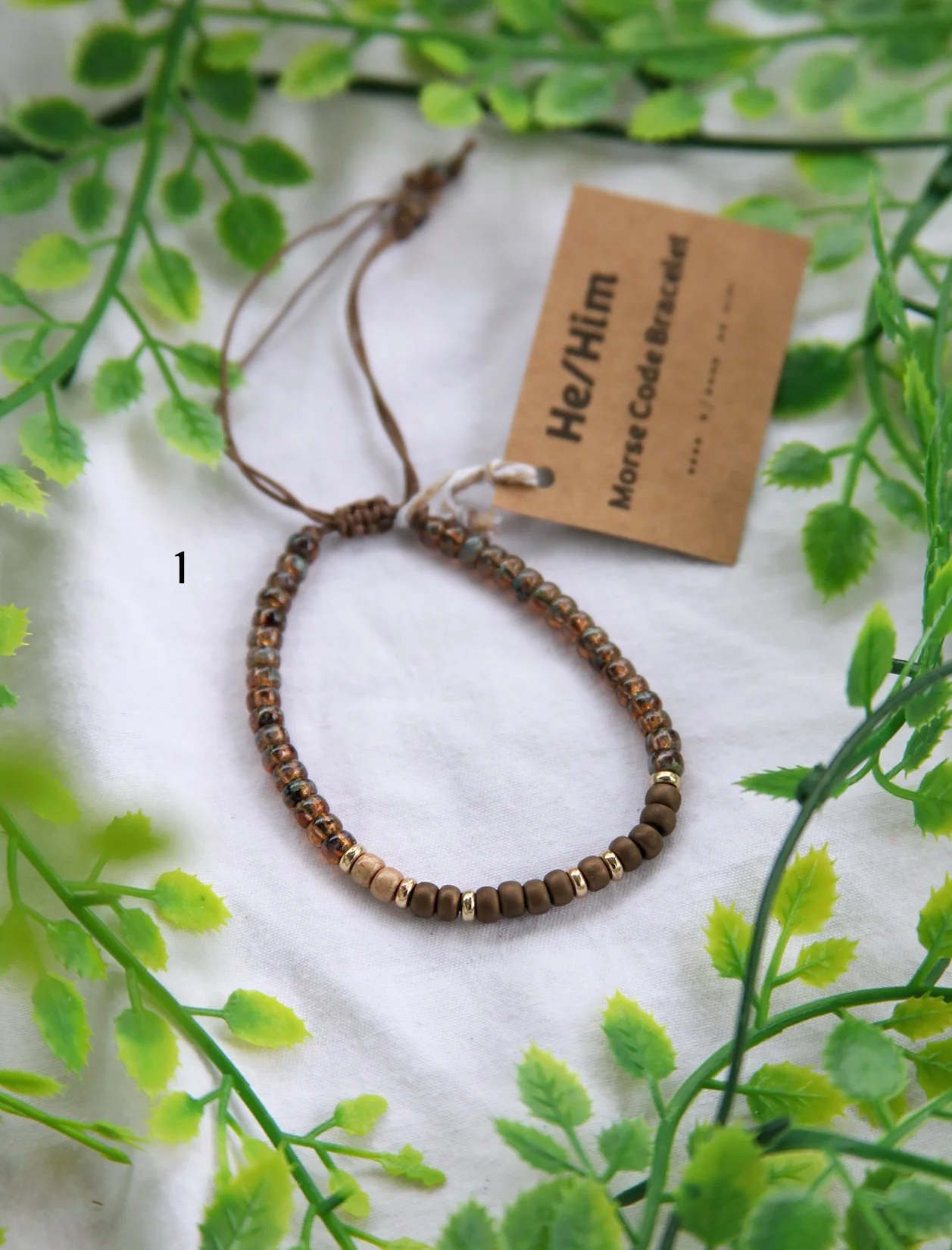 ❋ HE/HIM ❋ handmade adjustable morse code bracelet ✢ fundraiser