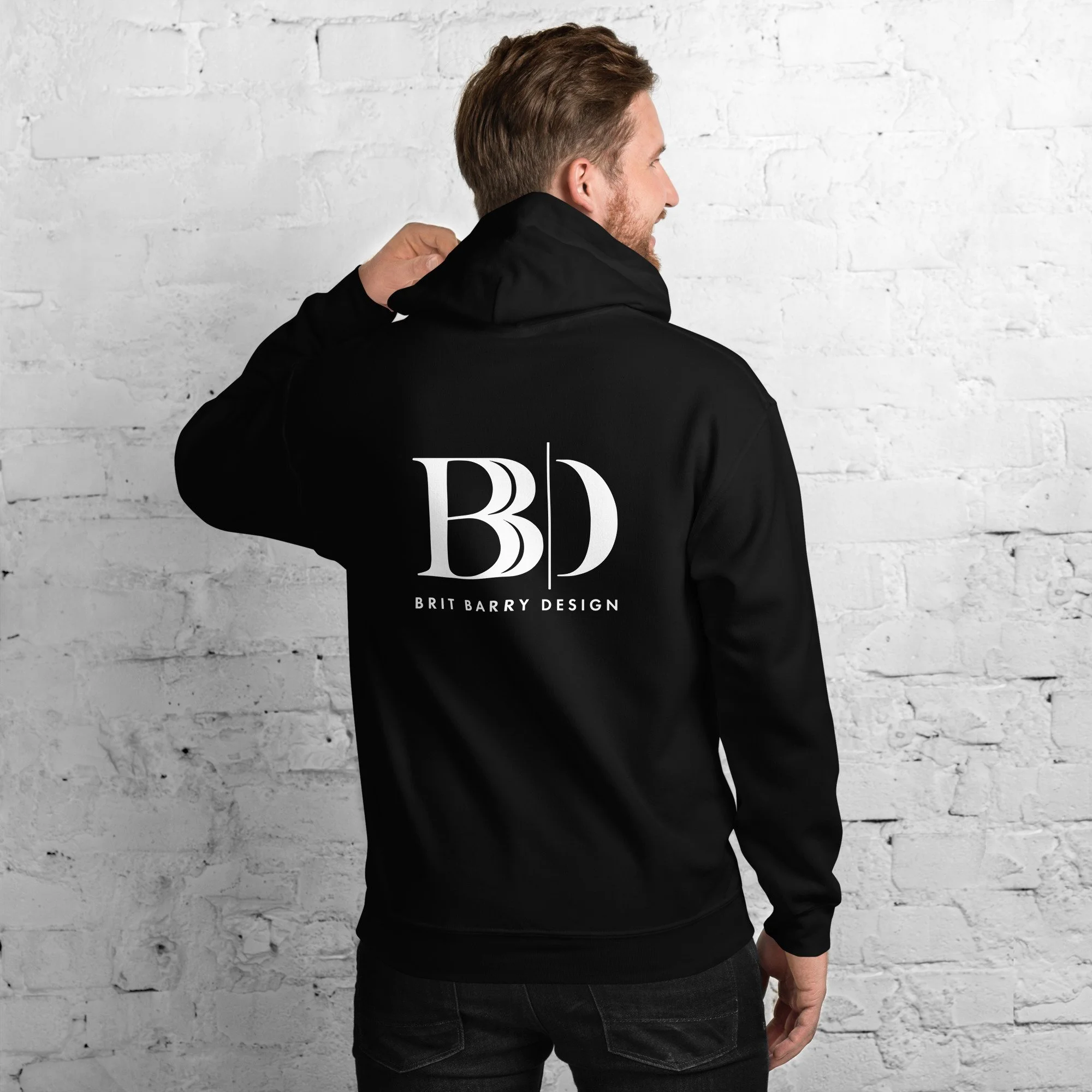 White Logo Hoodie — brit barry design