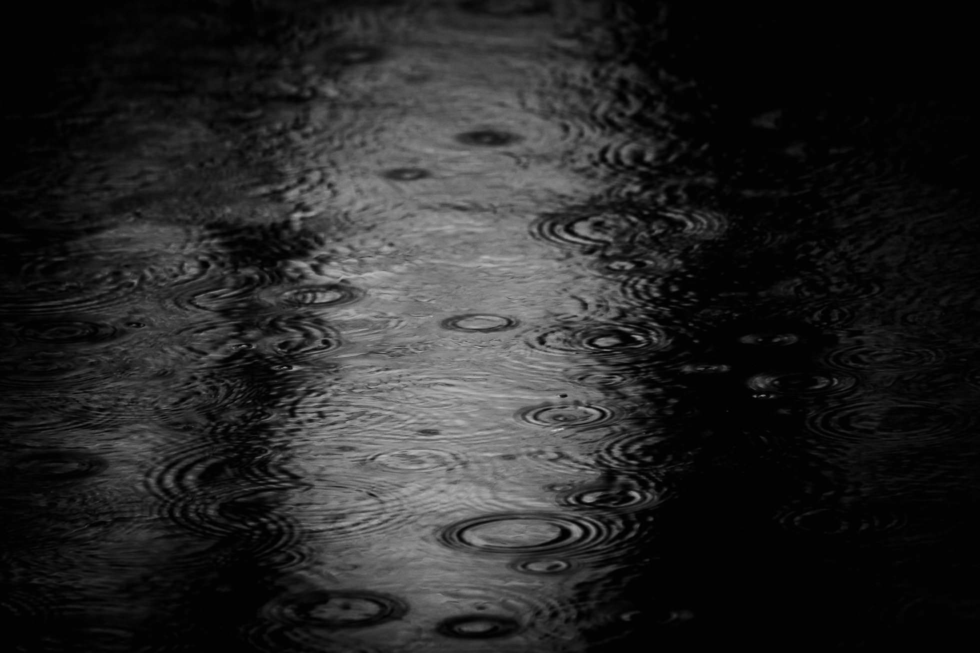 珍妮弗·卡尔摄影弗吉尼亚海滩的雨水的黑白照片落在水坑里