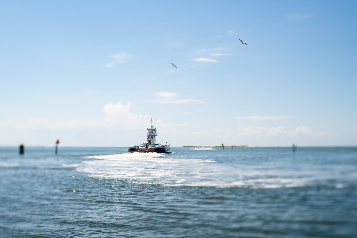 哈特拉斯 - Ocracoke渡轮与Lensbaby Edge 35,哈特拉斯国家海滨,NC