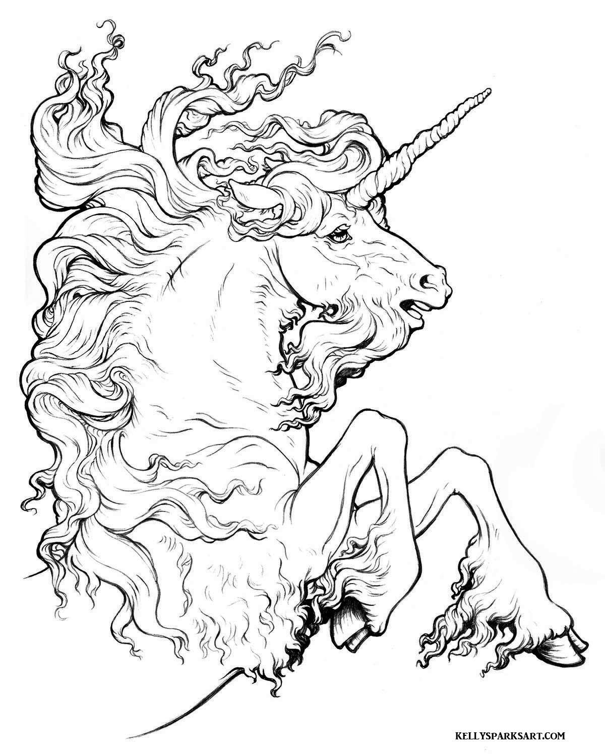 Unicorn Art Coloring Pages Art Of Kelly Sparks