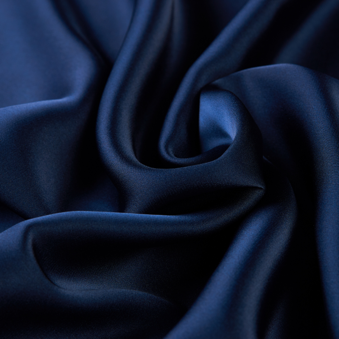 Navy Blue 100% Pure Mulberry Silk Fabric 19 momme Silk By The Yard — NOCHKA