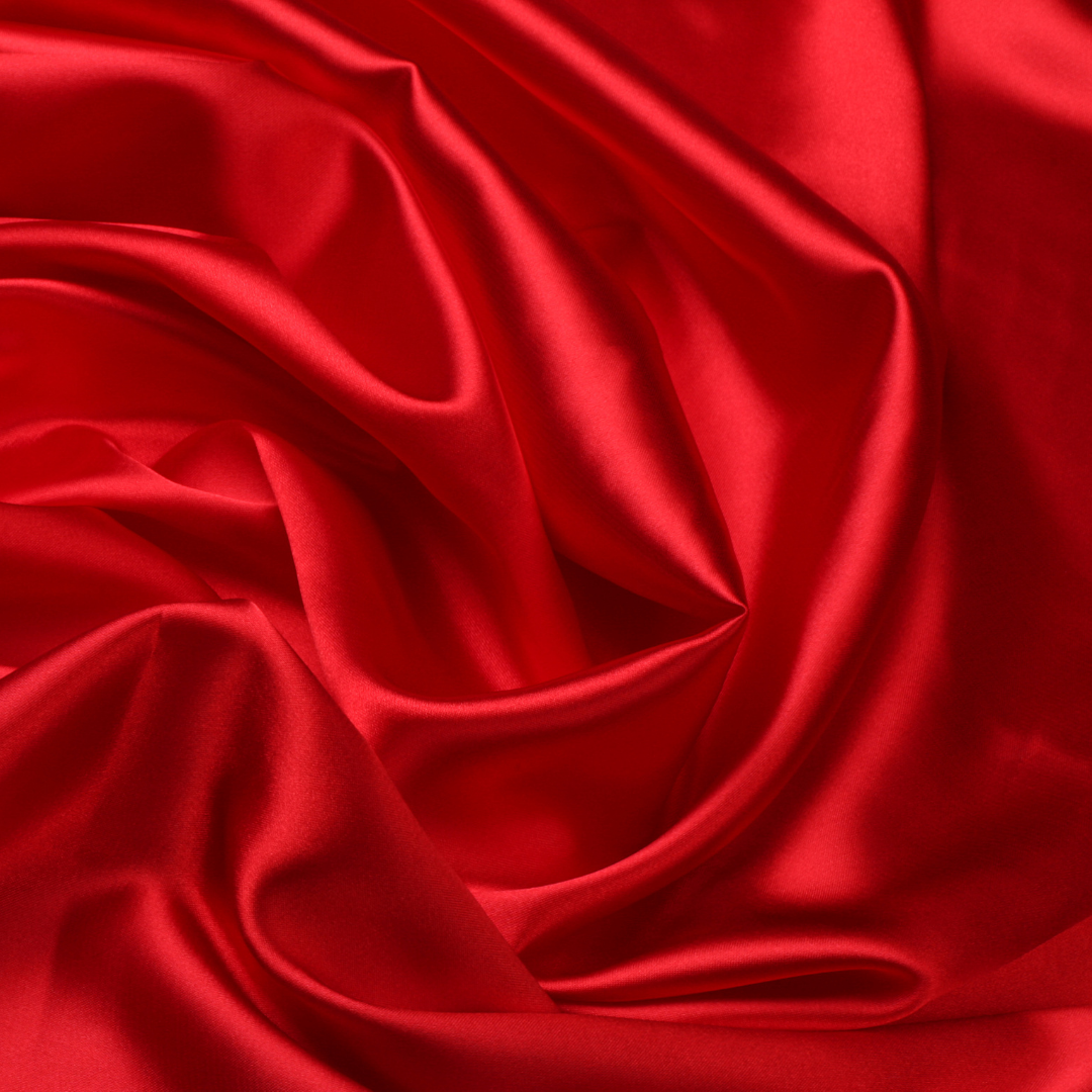 Red 100% Mulberry Silk Charmeuse Fabric, 19mm 44" Width Pre-Cut Silk Fabric —