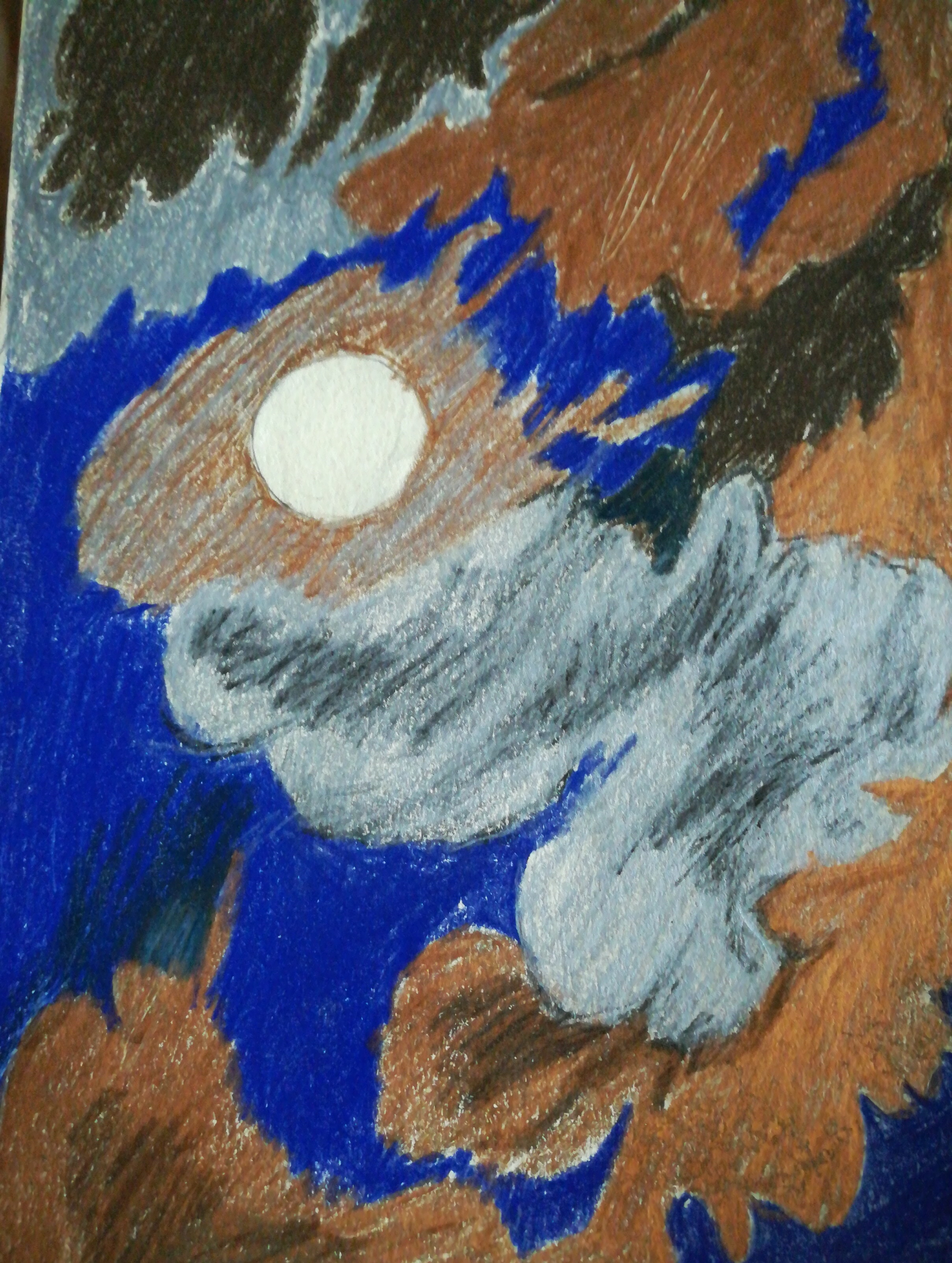 Colored Pencil Drawing Of Moon And Clouds Art The Unique