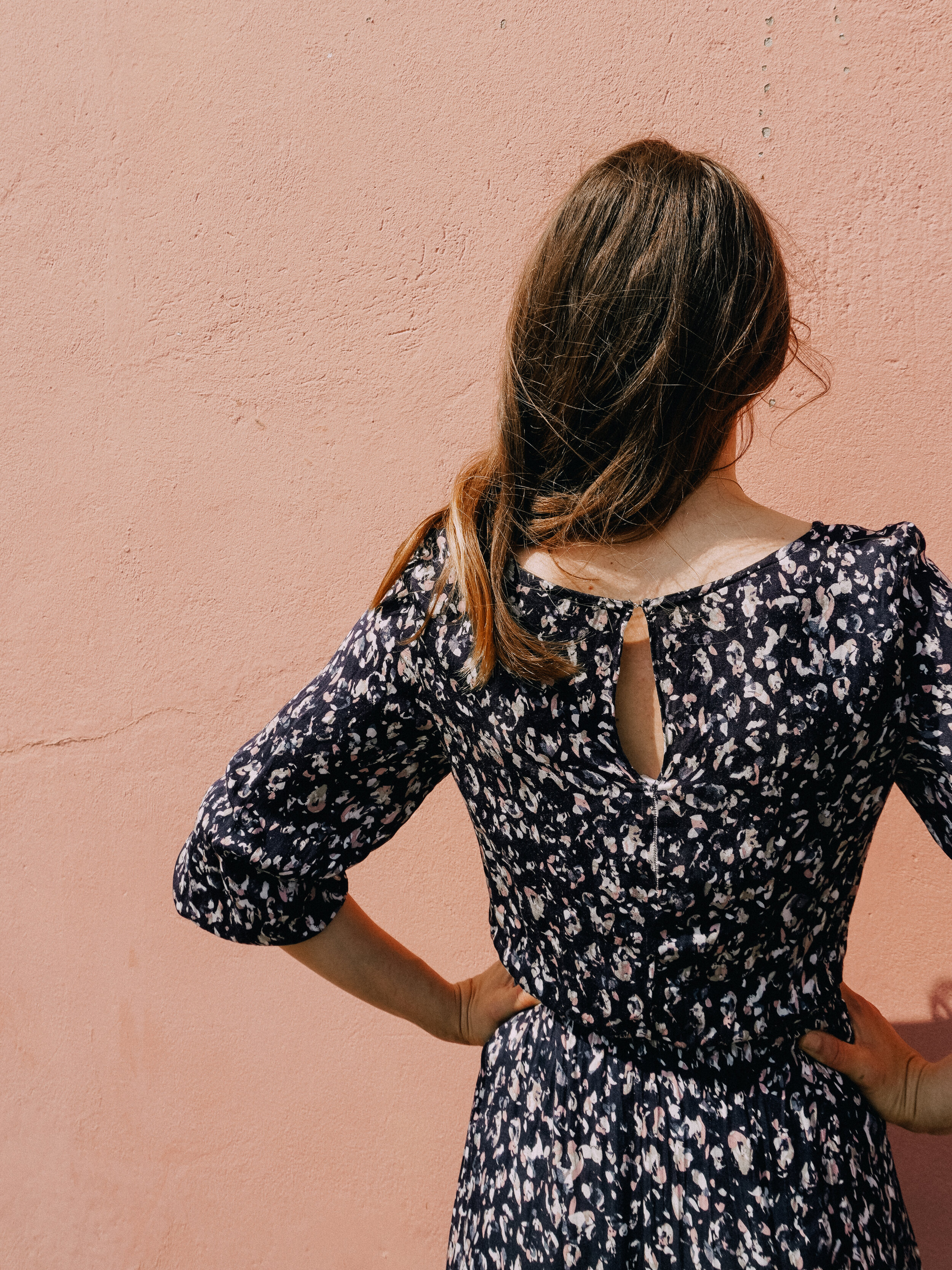 navy blue and white sundress