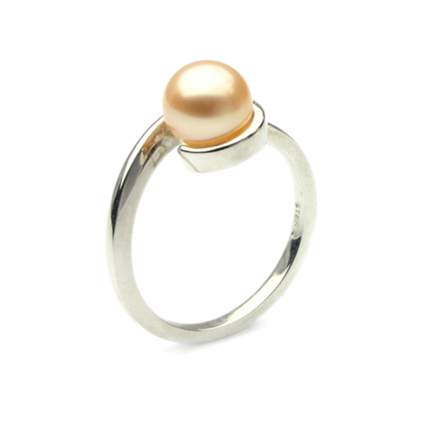 Freshwater Pink Peach Swirl Pearl Ring 7 8mm Aaa The Pearl Outlet