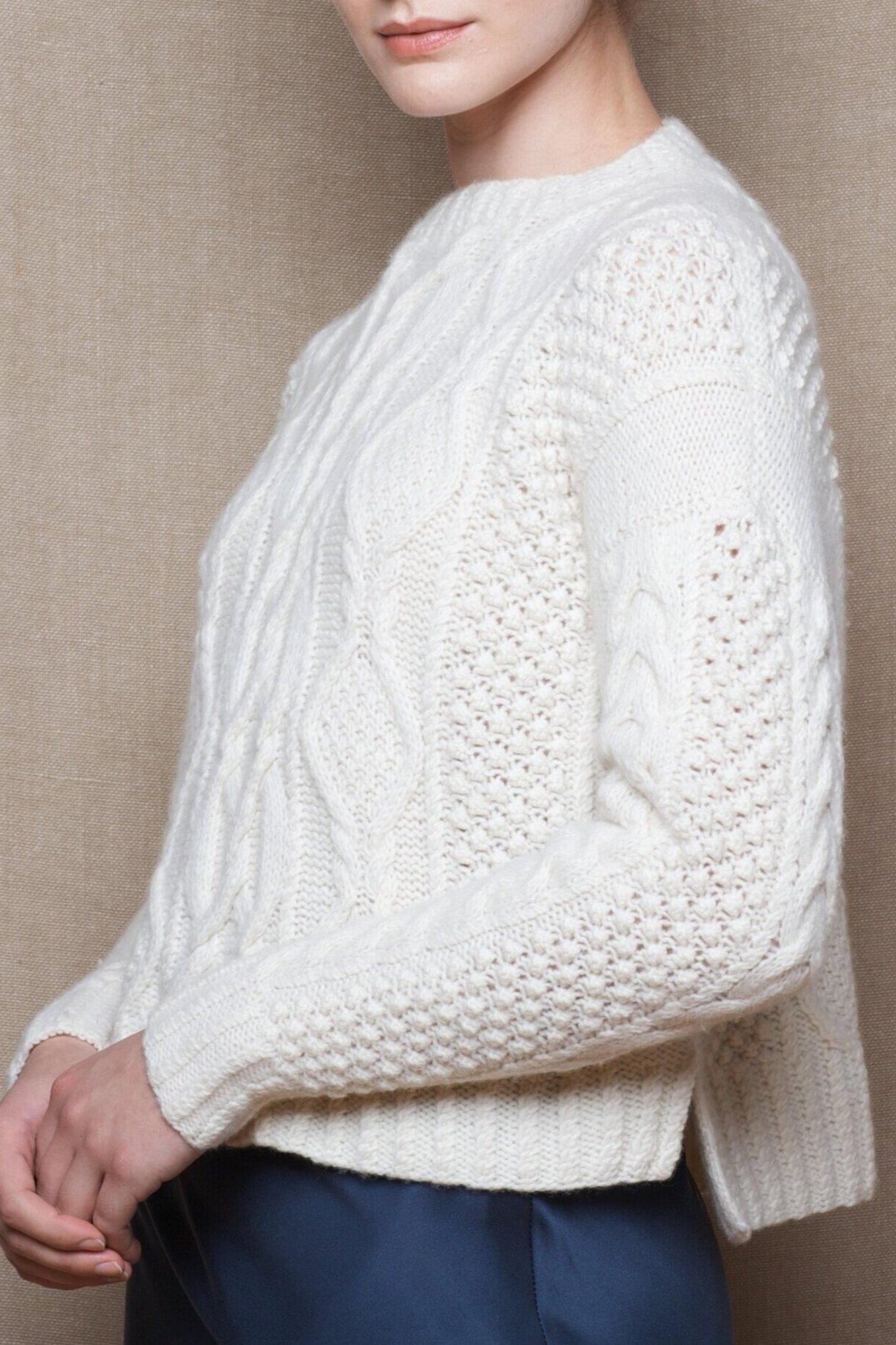 cropped aran jumper