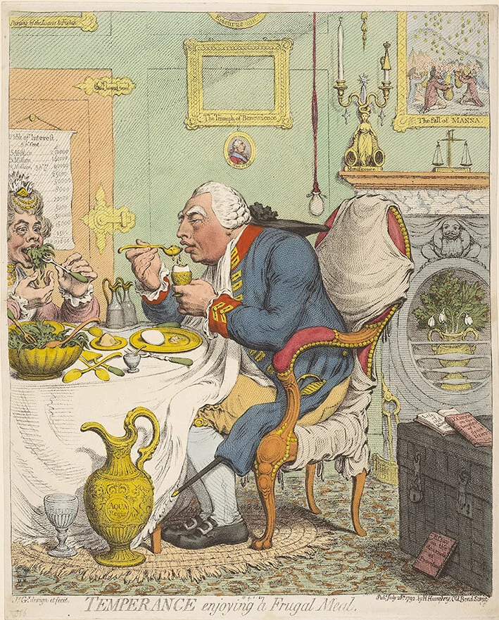 Temperance enjoying a Frugal Meal by James Gillray (1756-1815)