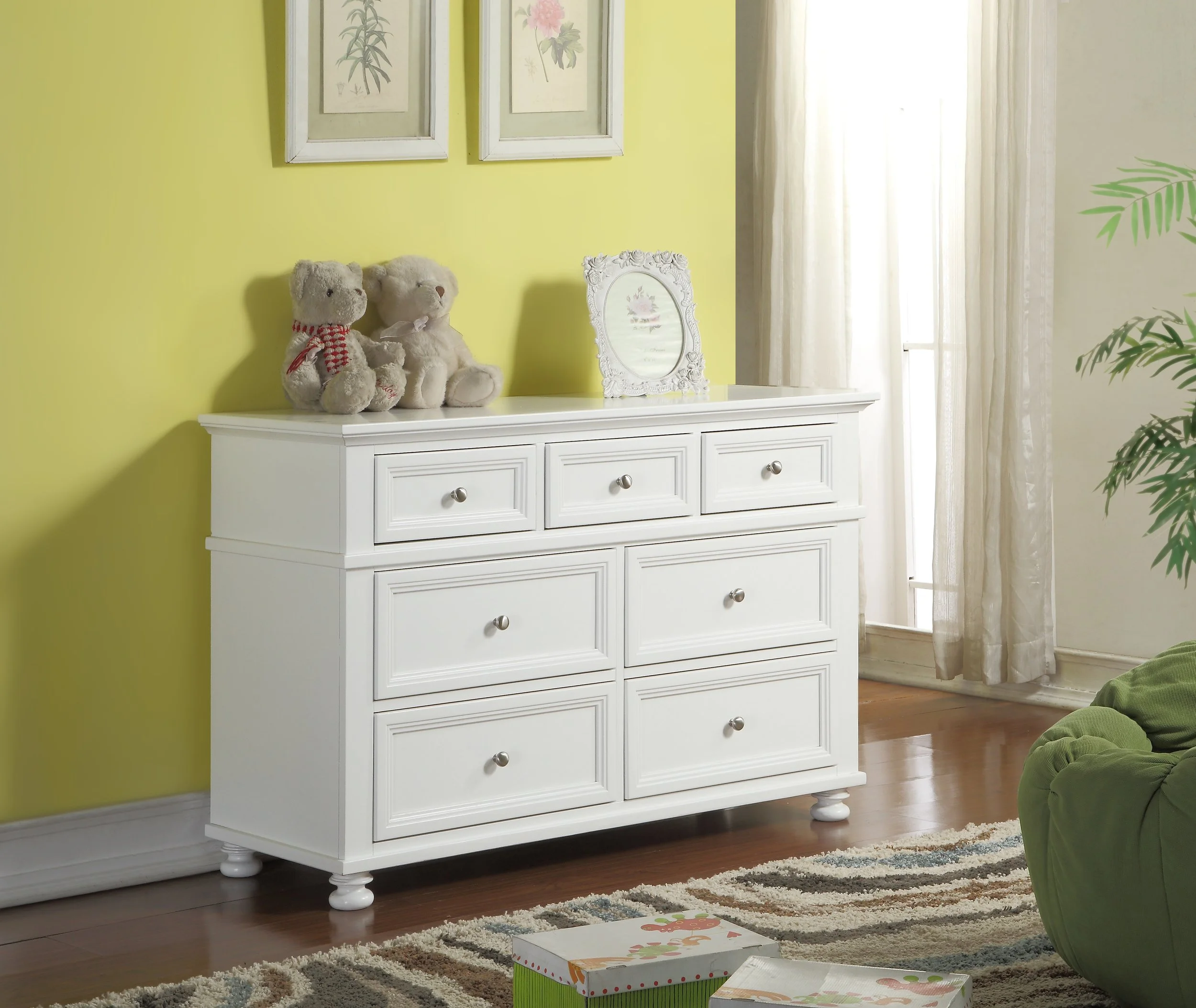 Rio 7 Drawer Dresser White Building Blocks