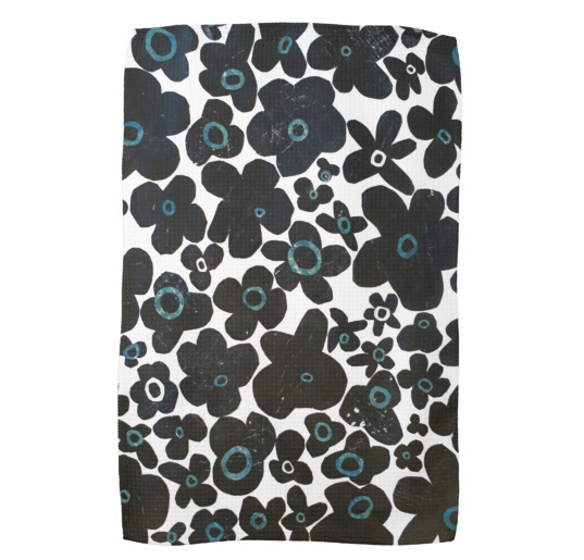 Black Flowers Dish Towel — Jamie Accashian