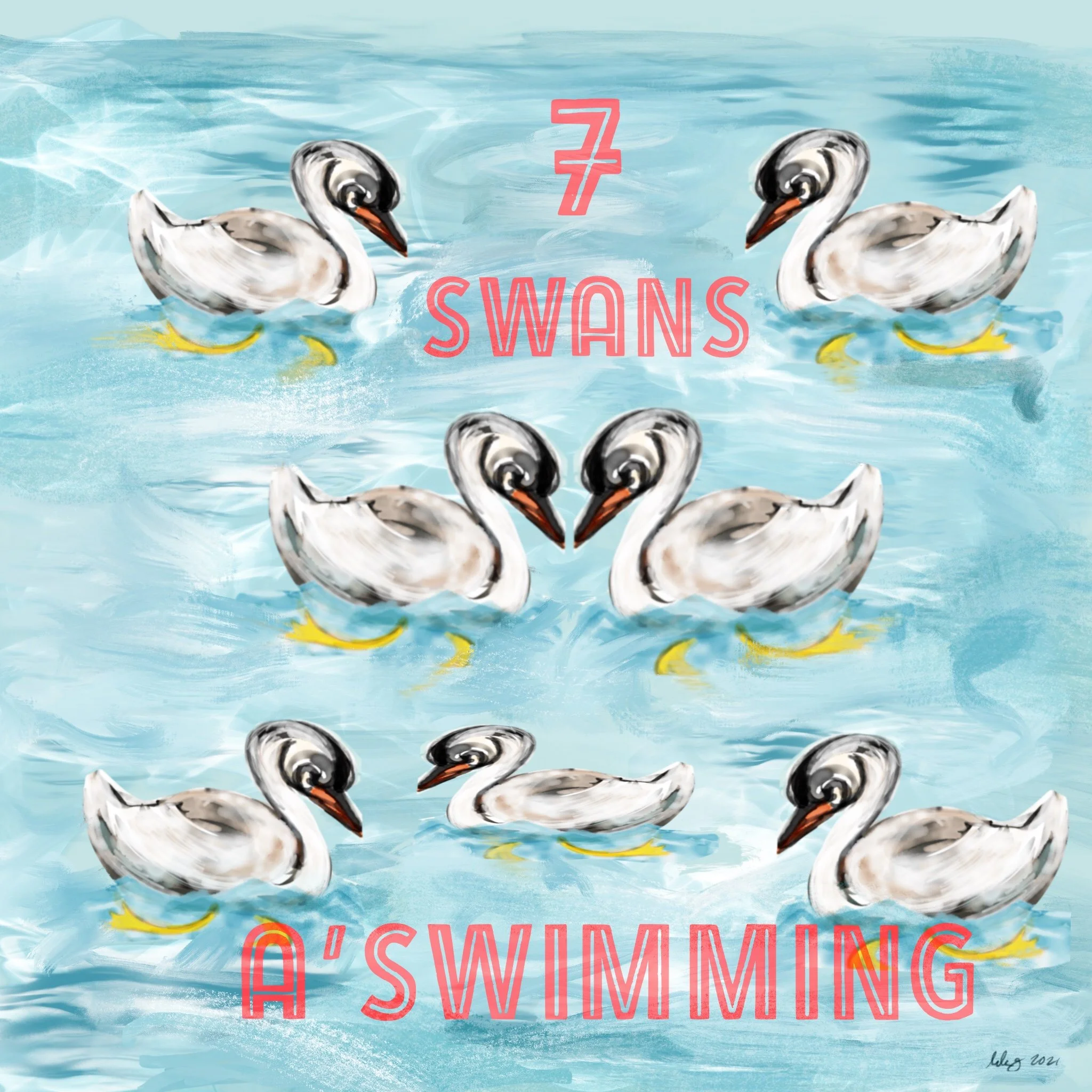 7 Swans A Swimming Photos Clipart