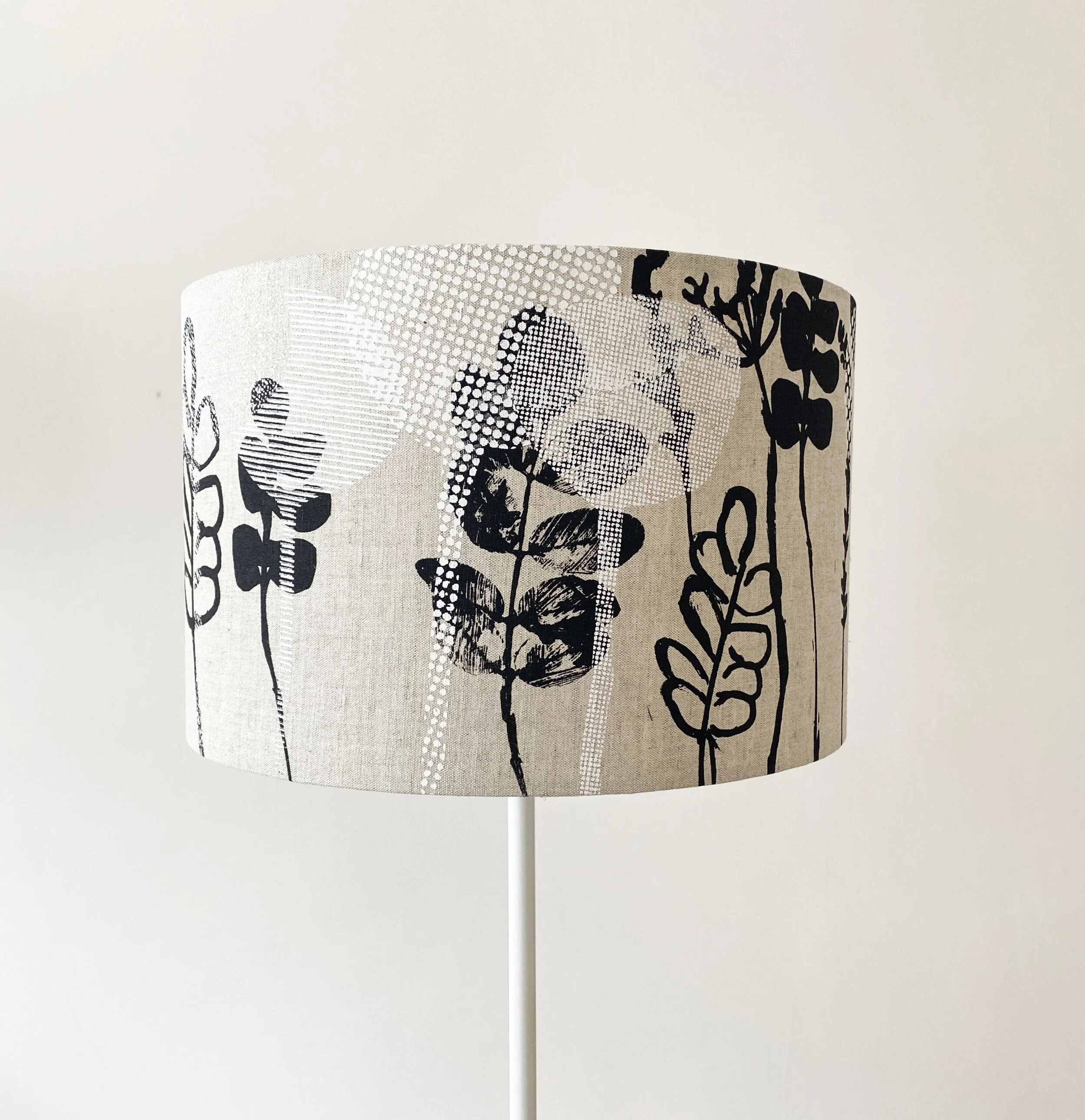 Textured Botanical Lampshade Black and White Emma Purdie