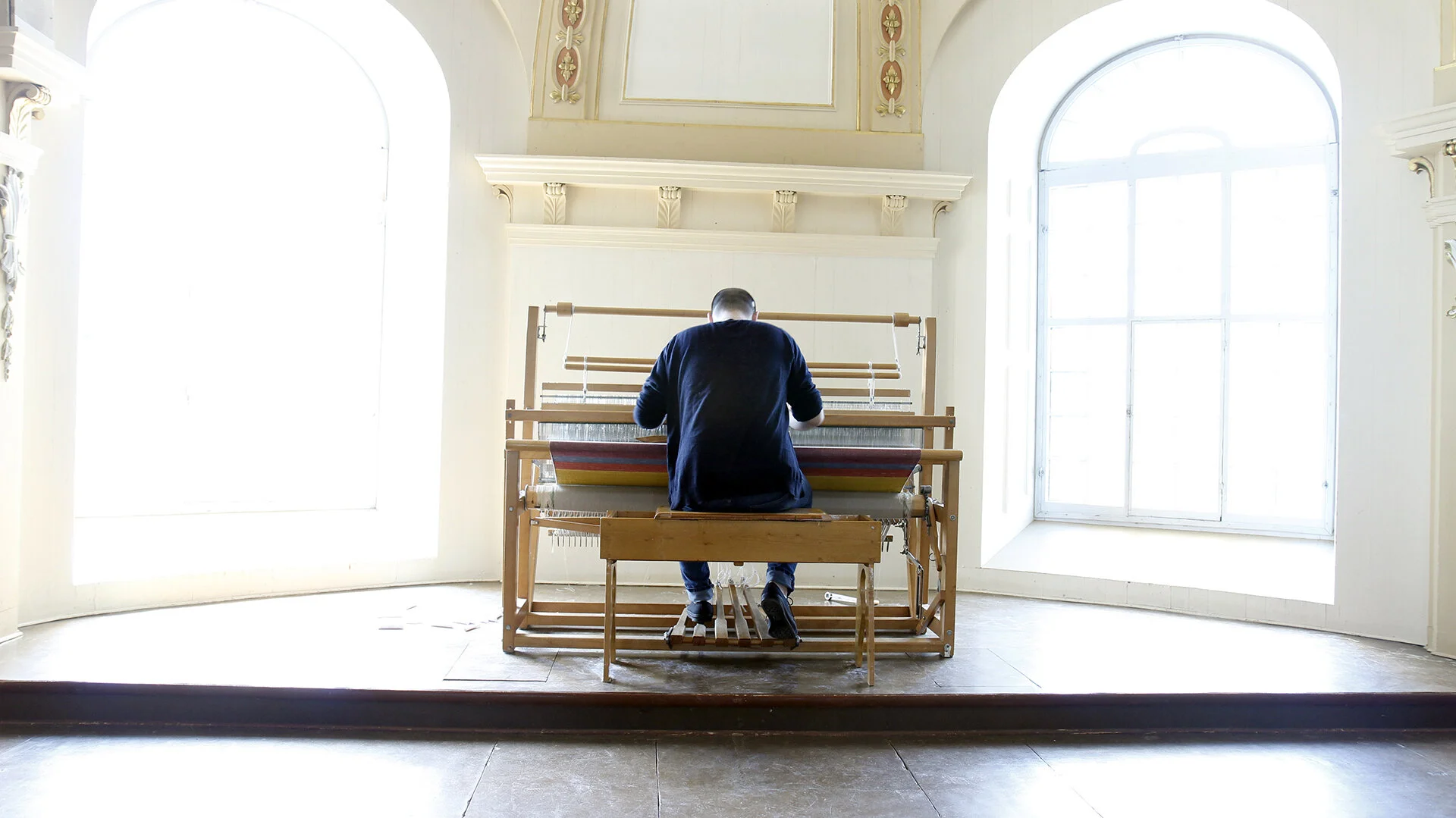 Seven Days Work , 2015, performance, production Biennale Internationale du Lin de Portneuf Église Saint-Joseph; Deschambault-Grodines, QC, Canada