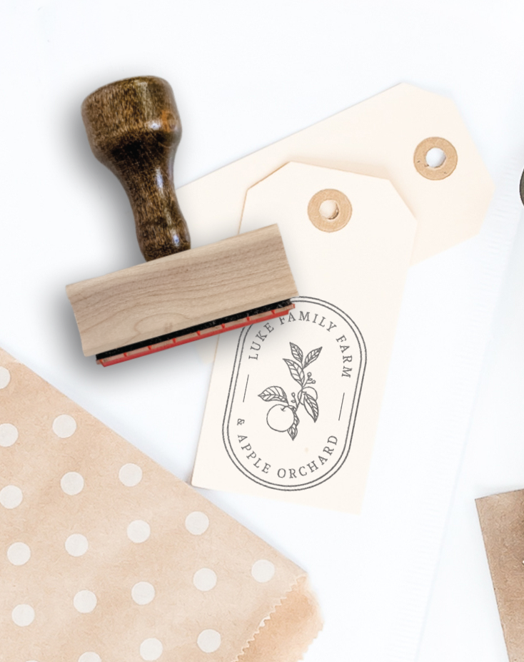 Custom Stamp Family Farm Apple Orchard Logo Stamp Modern