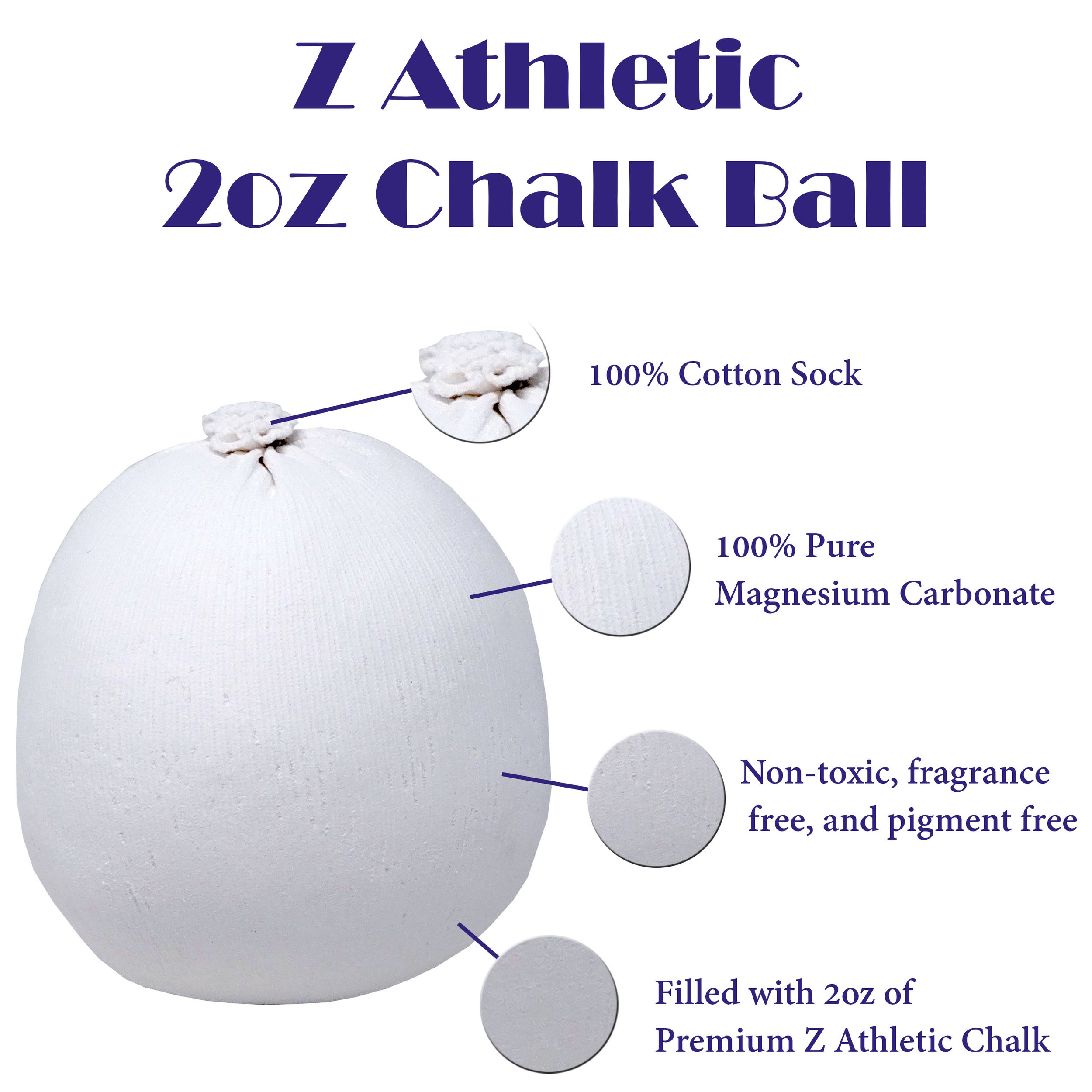 Details about   Z Athletic Chalk Ball for Gymnastics 2oz Chalk Ball 