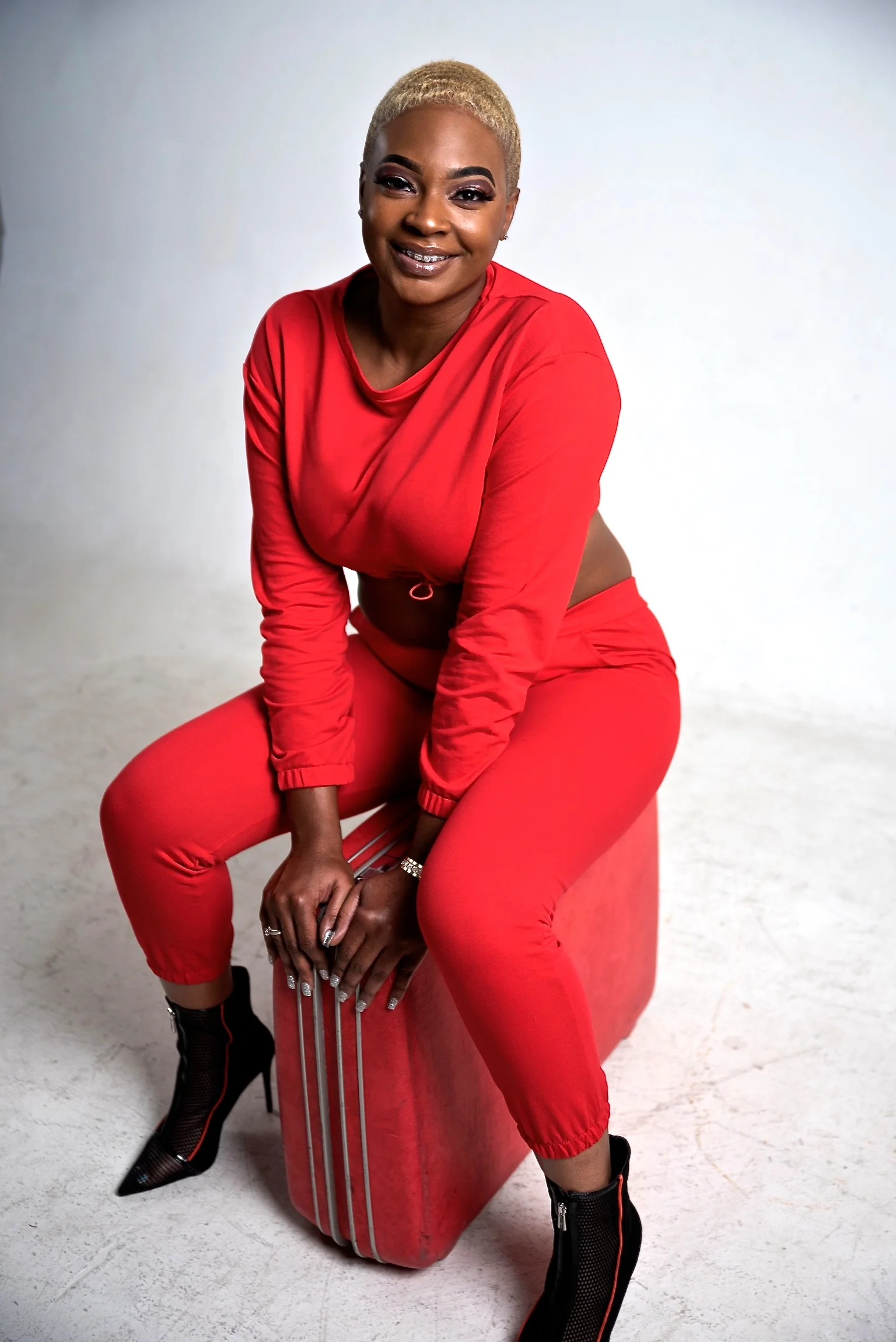 red womens sweatsuit