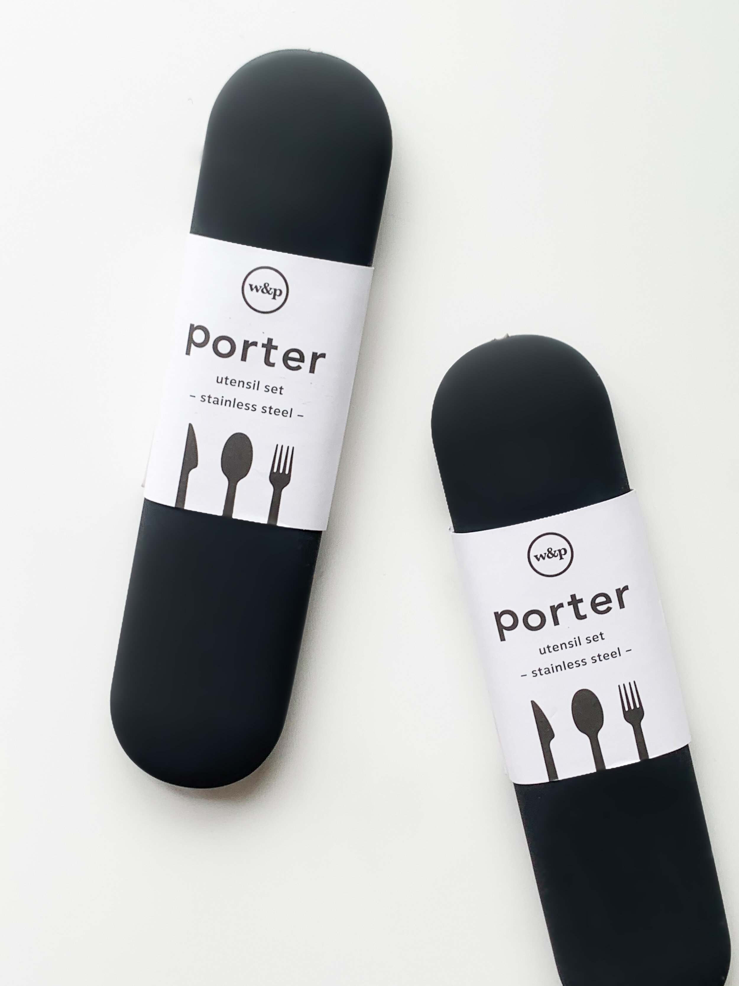 W & P Porter Stainless Utensil Set with Silicon Pouch Charcoal