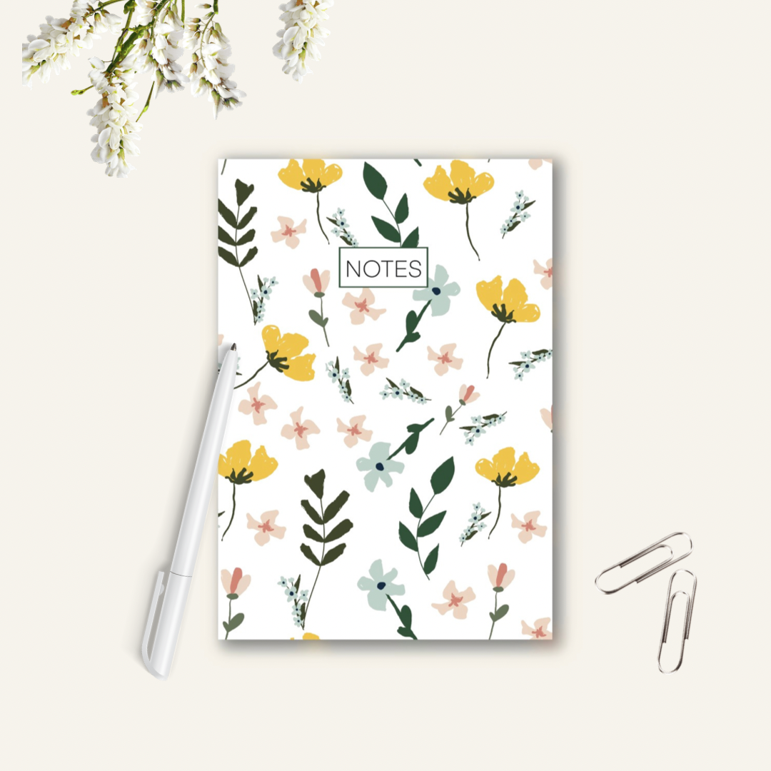 Cahier de notes Fleurs jaunes — Vert Couleur Persil