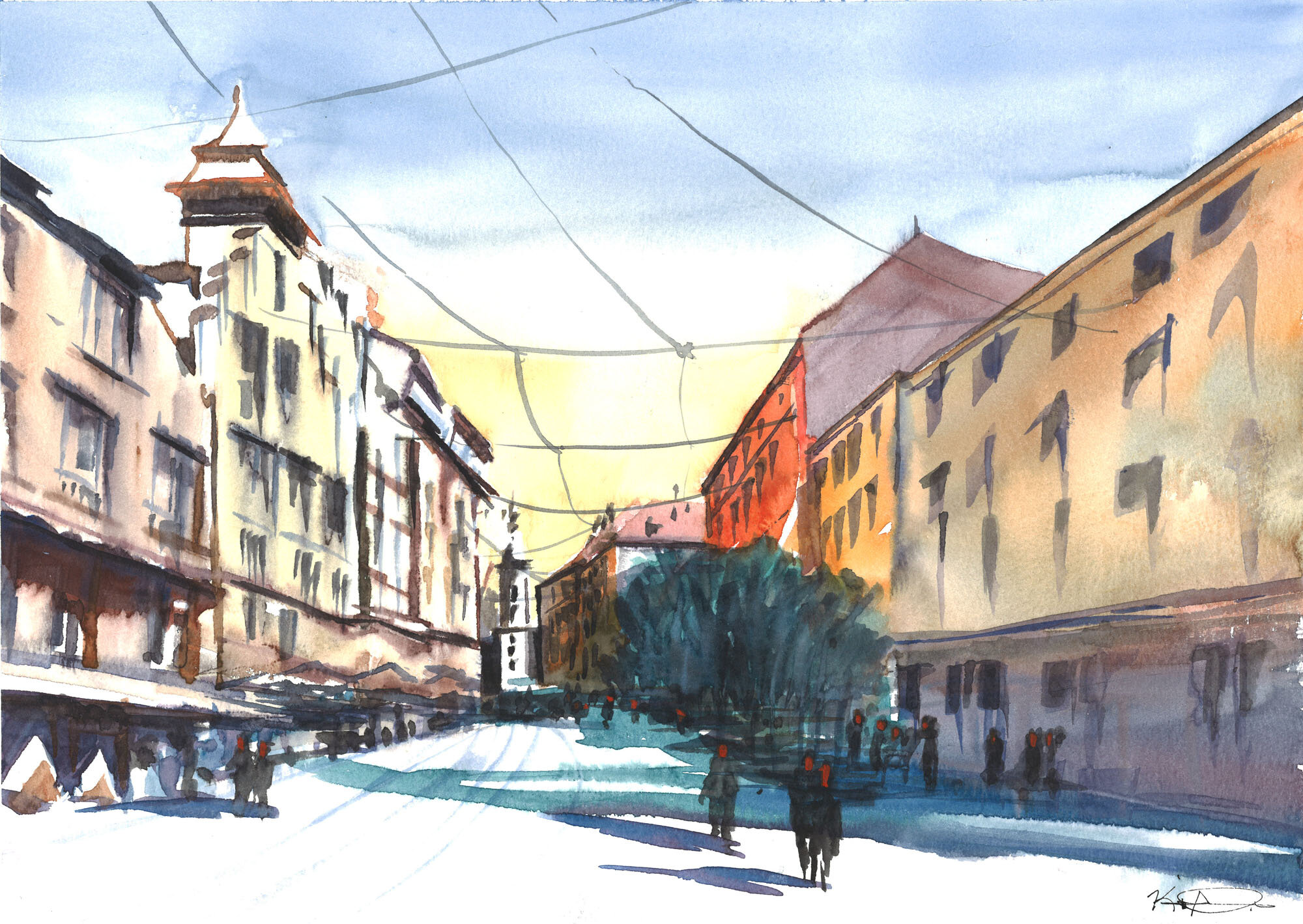Graz Street Scene Light And Shadow Graz Austria Kevin A Deck Studio