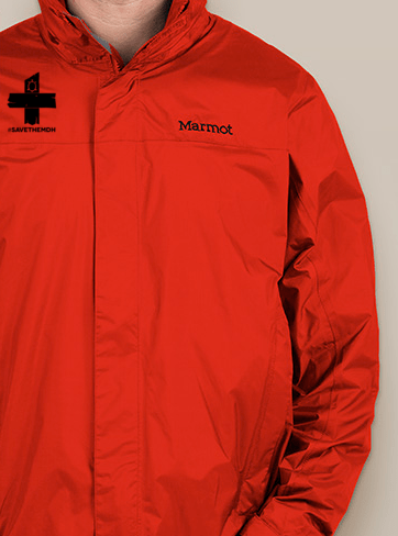 red mens rain jacket