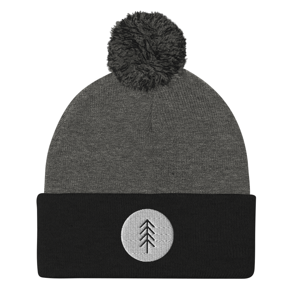 grey pom pom beanie hat