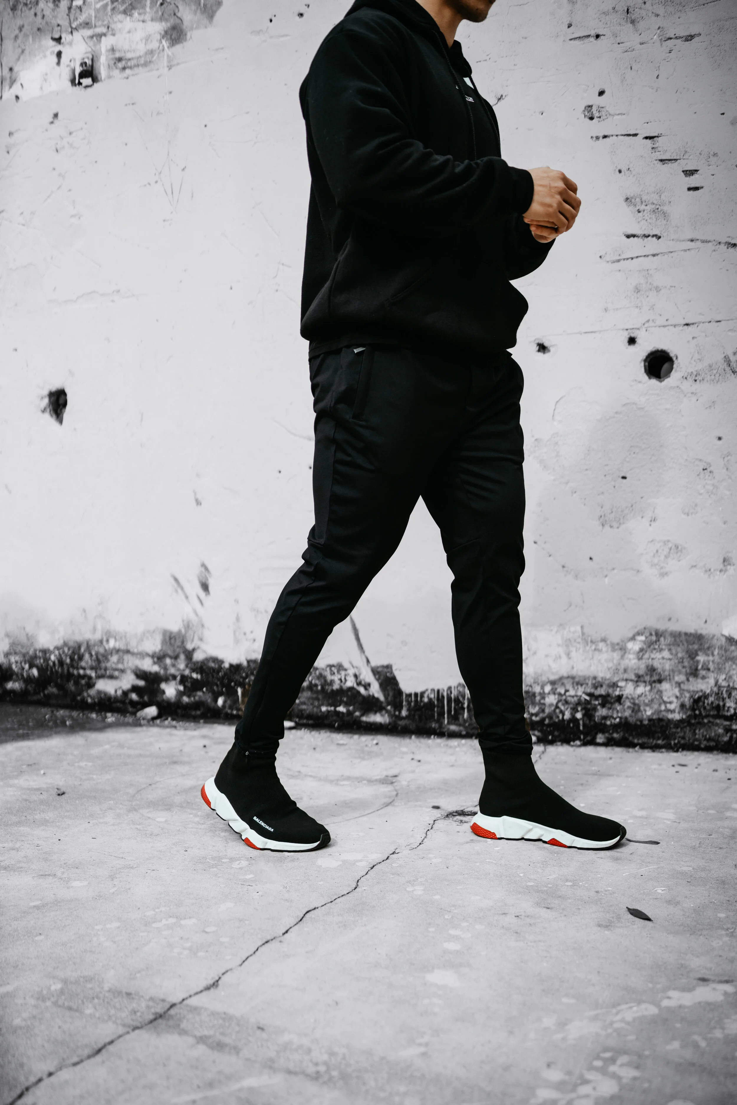 track pants with zip at bottom