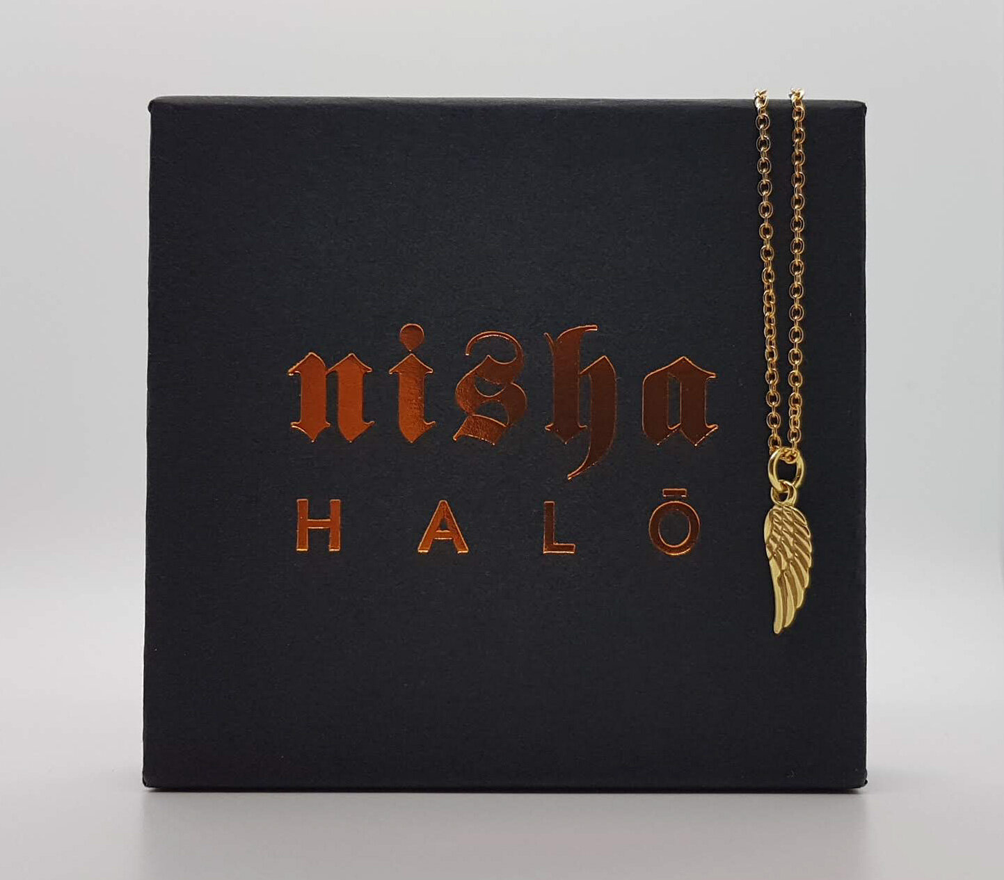 Nisha Halo Jewellery — Gold Vermeil Angel Wing Pendant Necklace