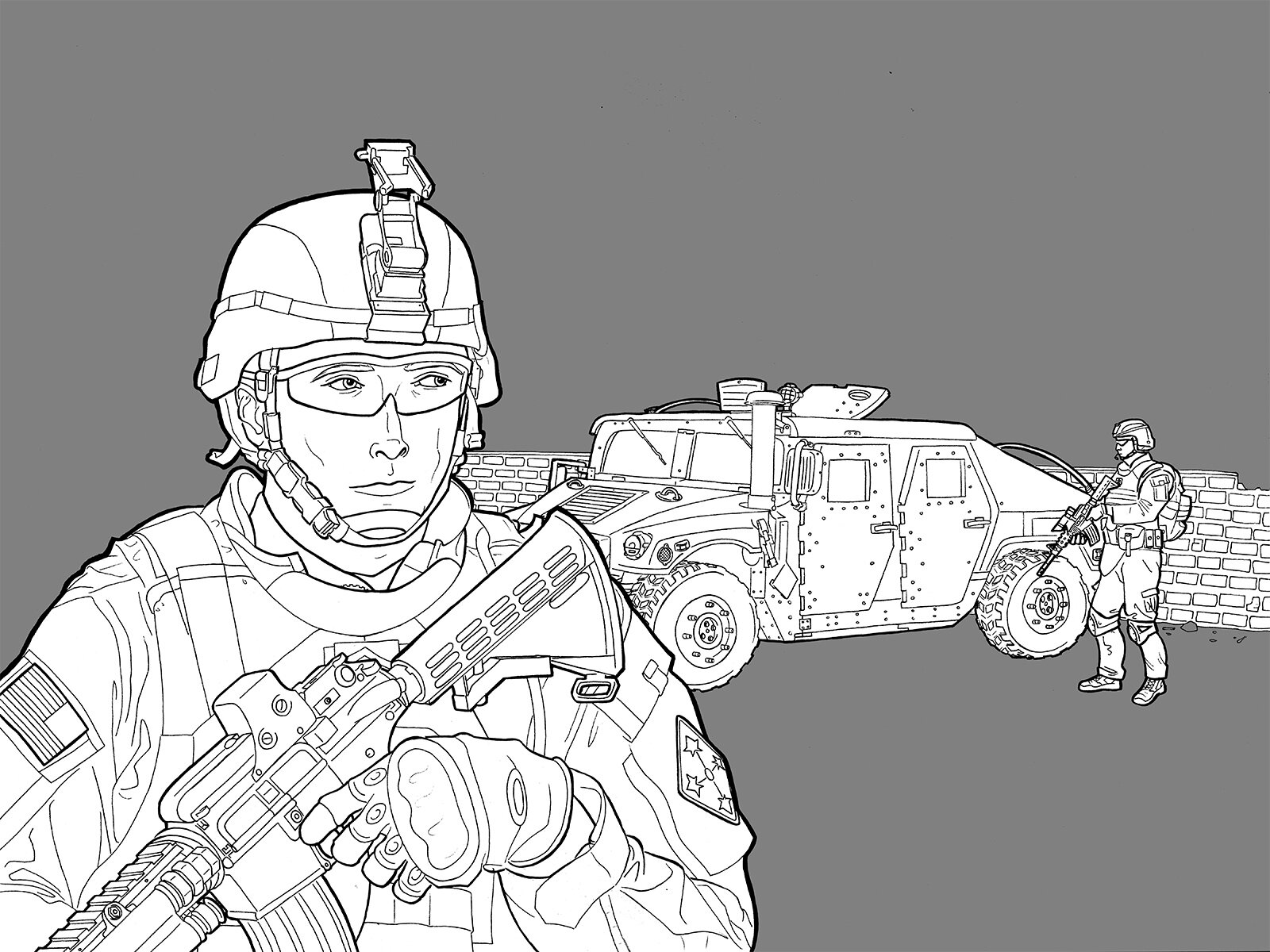 Нарисовать военного солдата