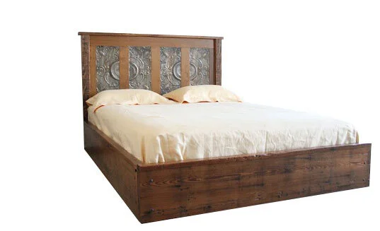 Queen Reclaimed Wood Bed With Ceiling Tin Doorman