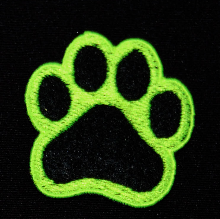 Neon Paw Print Iron-on Patches CHARITY ITEM — Rabbit Tales