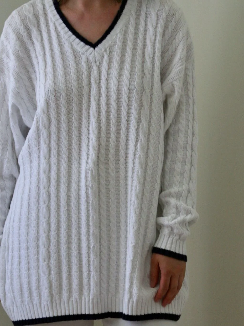white cotton knit jumper