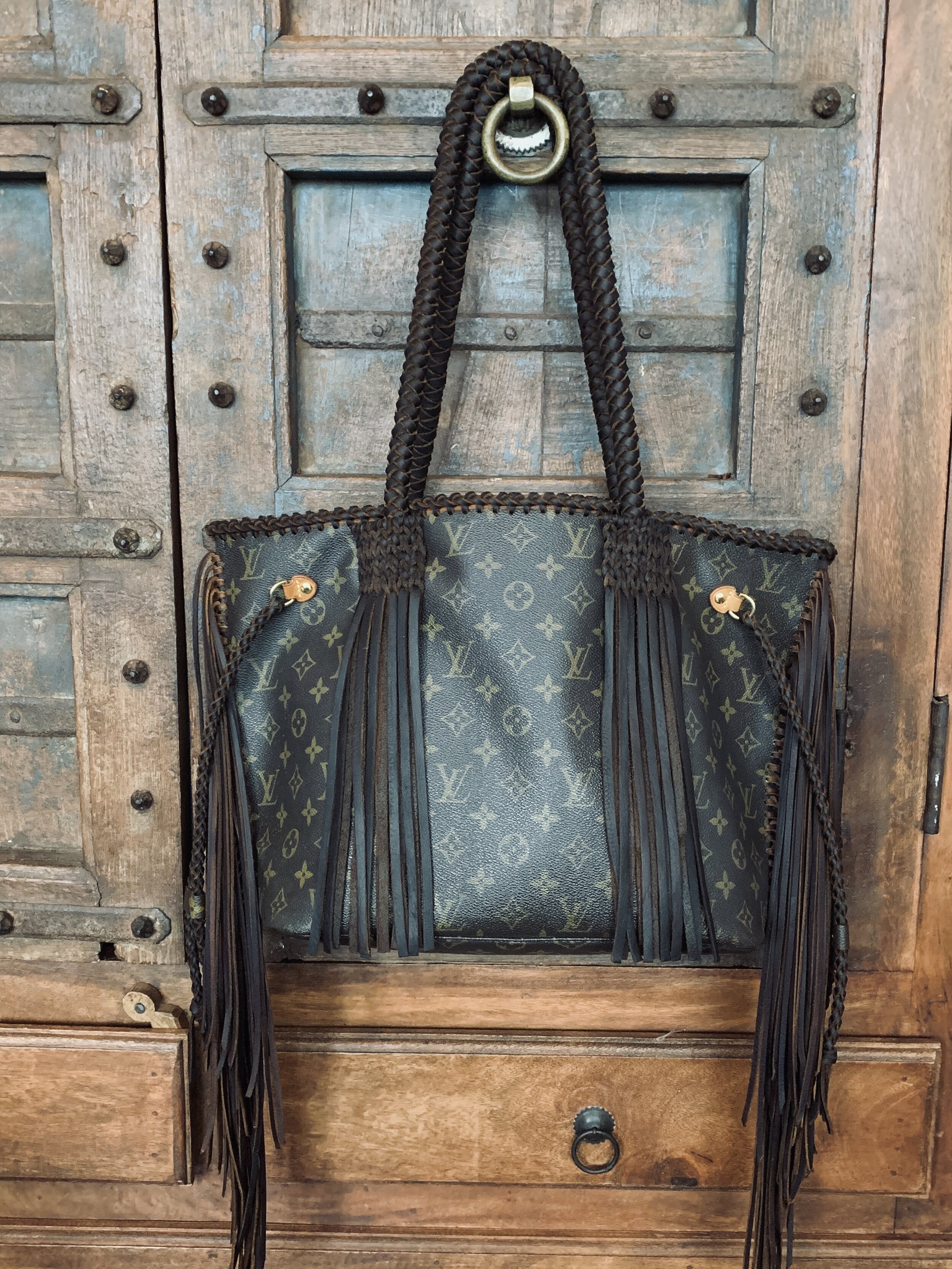 French Tote - with Boho Fringe, Braided Handle – Vintage Boho Bags