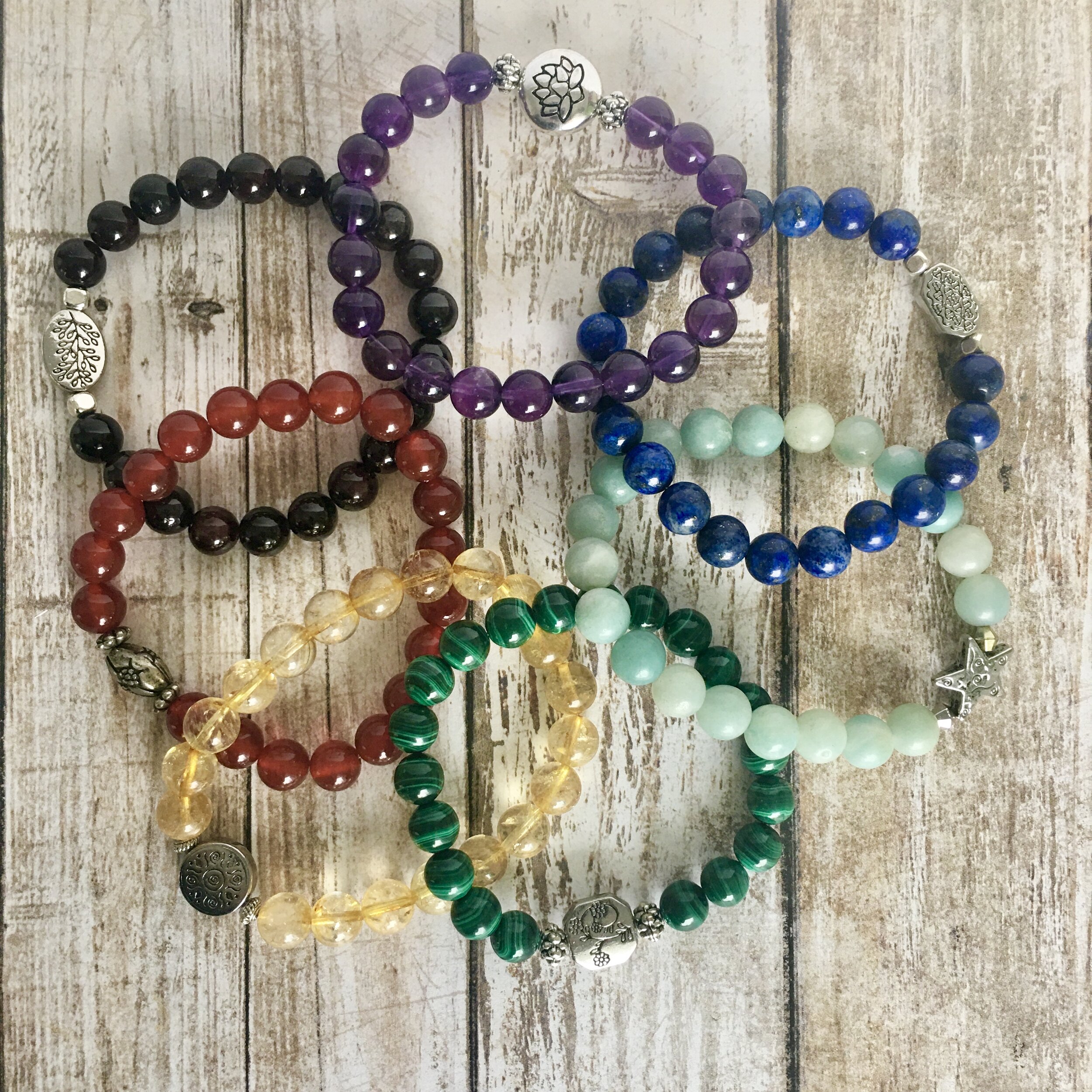 Chakra Gemstone Beaded Bracelets — Peace In The Forest