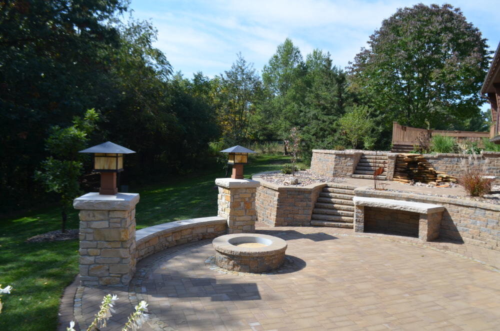Landscape architecture - outdoor fireplace in Shorewood Hills, WI