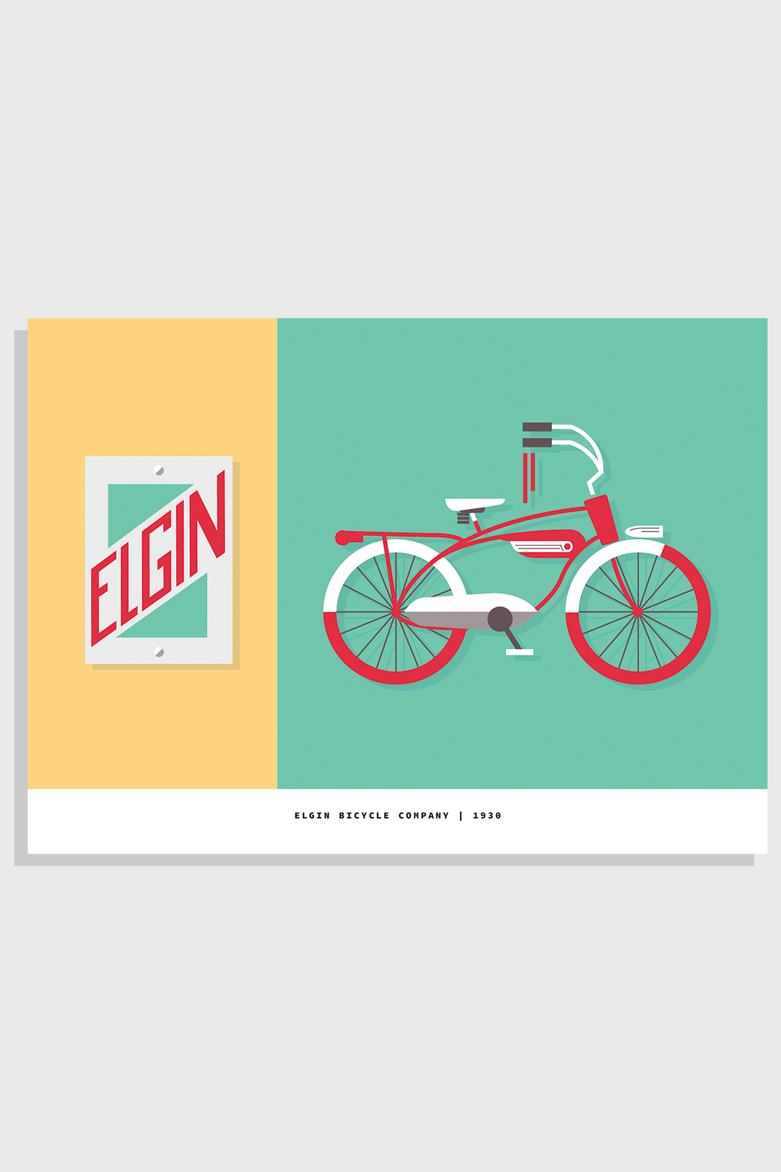 Elgin Bicycle Yellow Green 5x7 Postcard The Gin City