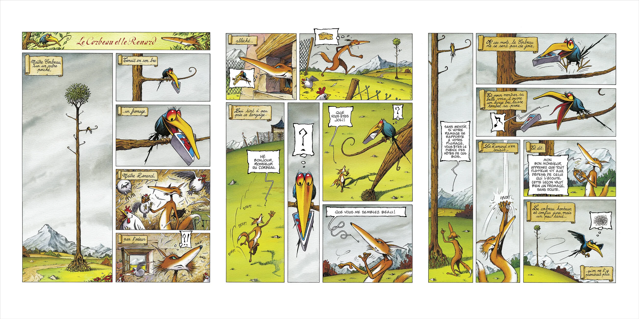 Le Corbeau Et Le Renard Texte à Imprimer Les Courts Tirages - Art prints, affiches, digigraphies — LE CORBEAU ET LE RENARD - Turf