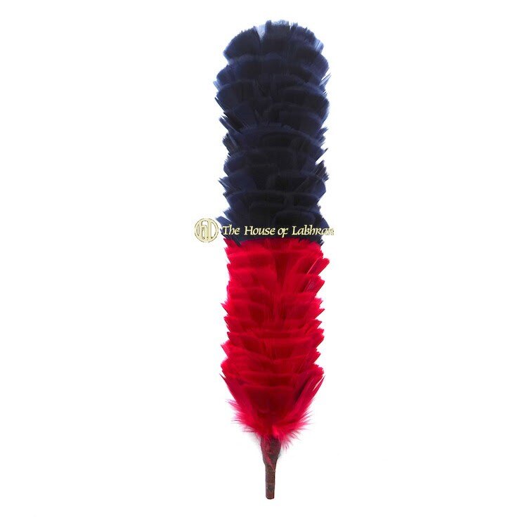 BRITISH ARMY SCOTS GUARDS LARGE RED AND BLUE FEATHER BONNET PLUME PIPERS ONLY 
