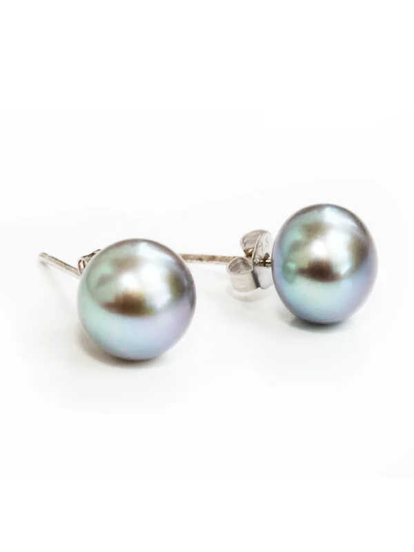 Gray Freshwater Stud Earrings Duck River Pearls