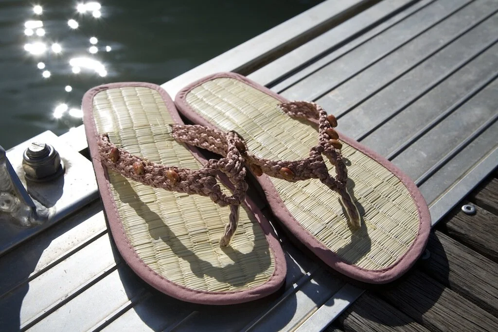 Chanclas de Canela - Trenzado con Cuentas de Madera - Rosa —