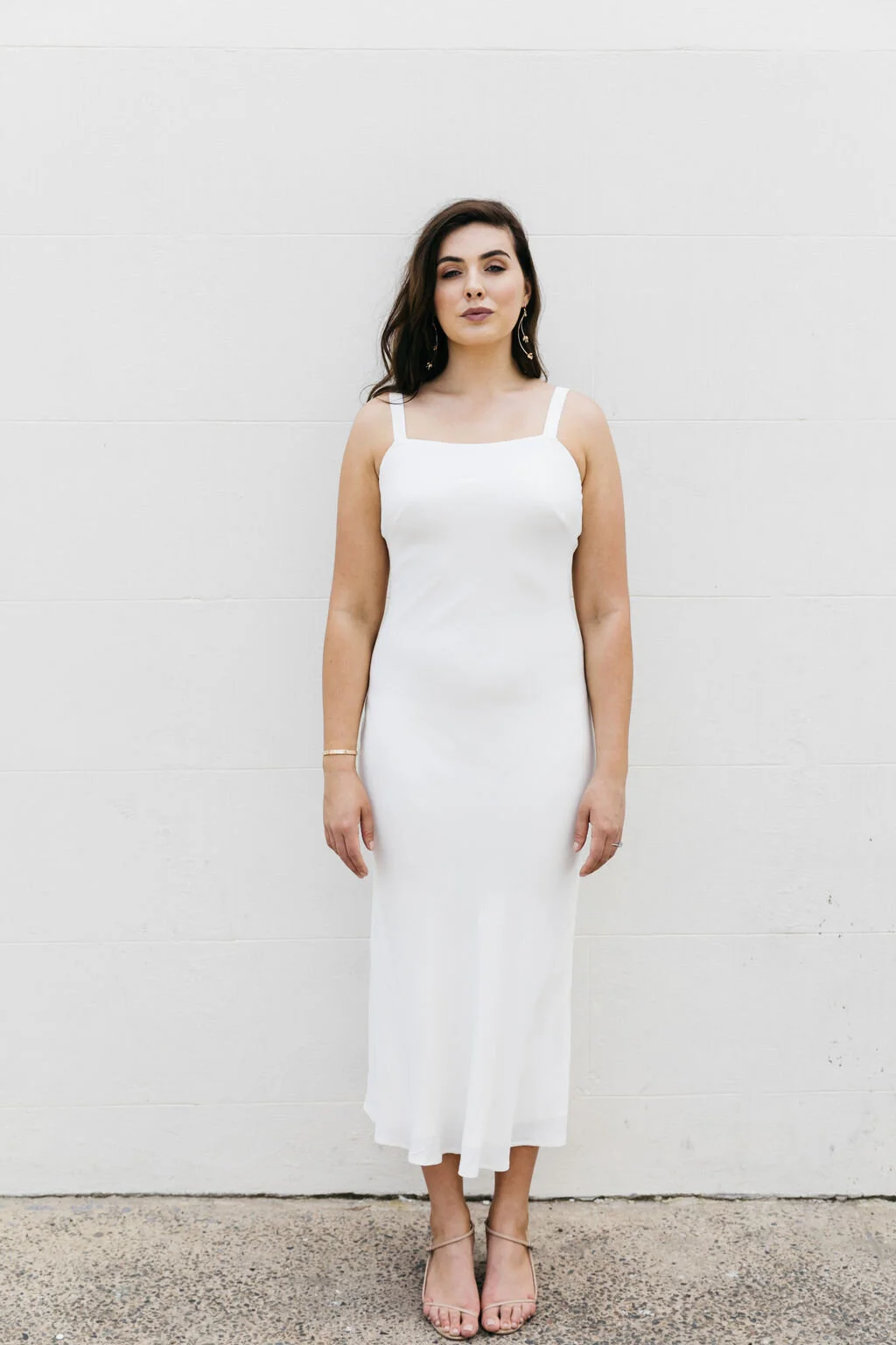 wide strap midi dress