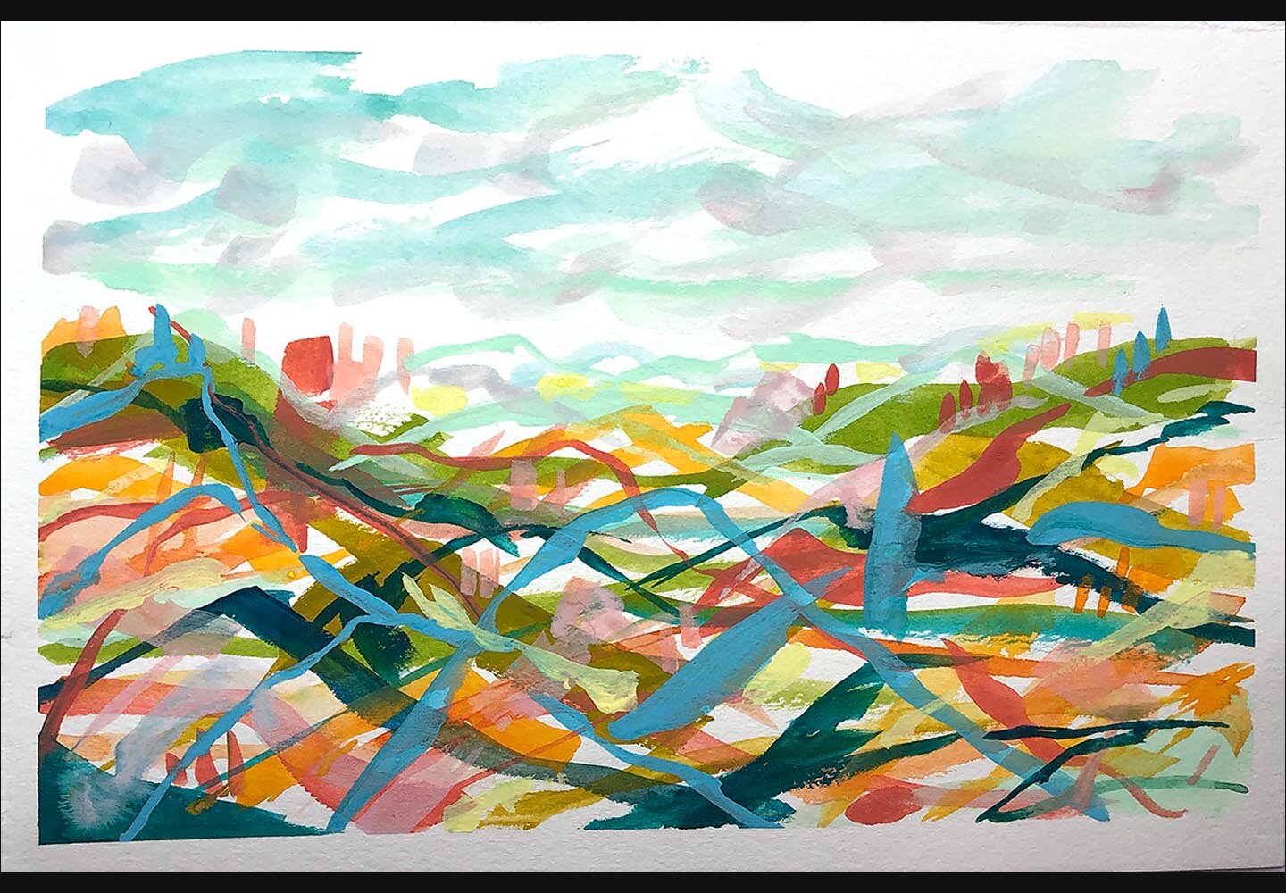 Inspiring Landscape 3, 6 x 9, acrylic gouache on paper — Sarah M Johnson  Art