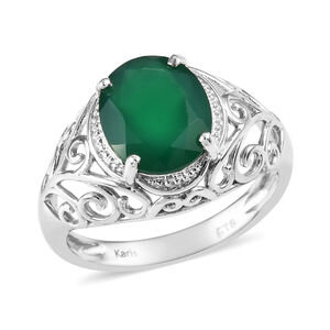 Green Onyx Gemstone Ring In Platinum Plating Size 7 0 Satins Jewels Gemstone Jewelry In Sterling Silver