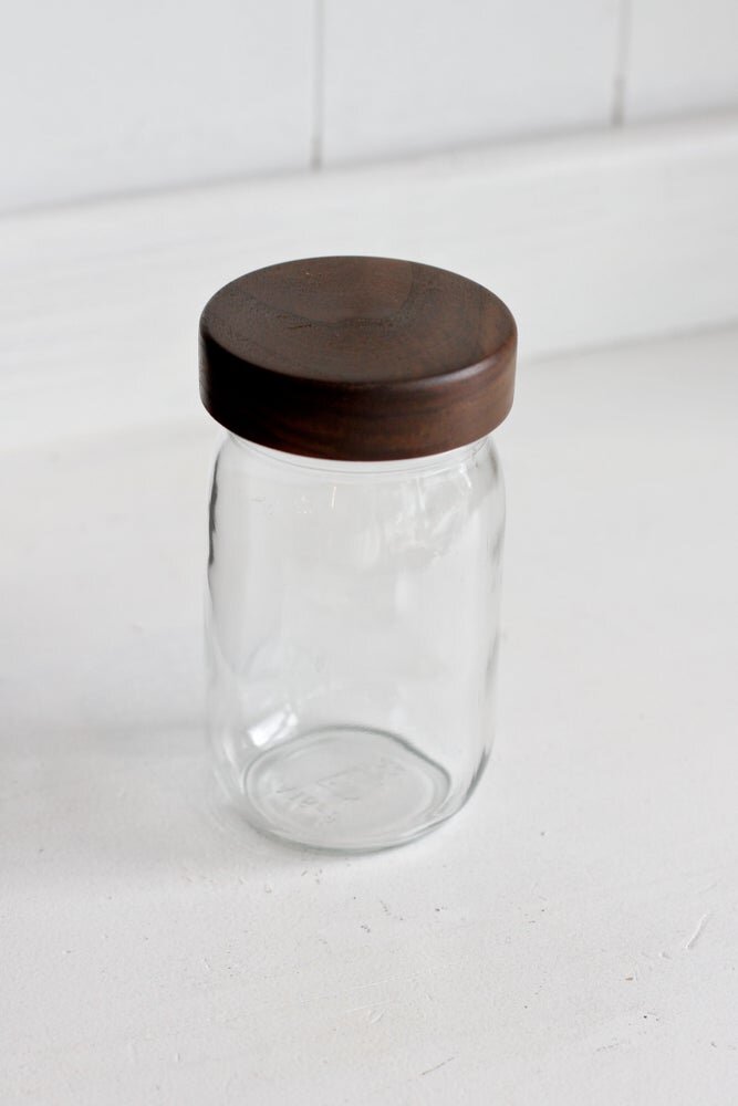 Half Gallon (64 oz.) Mason Jar with Walnut Lid / Turnco Wood Goods