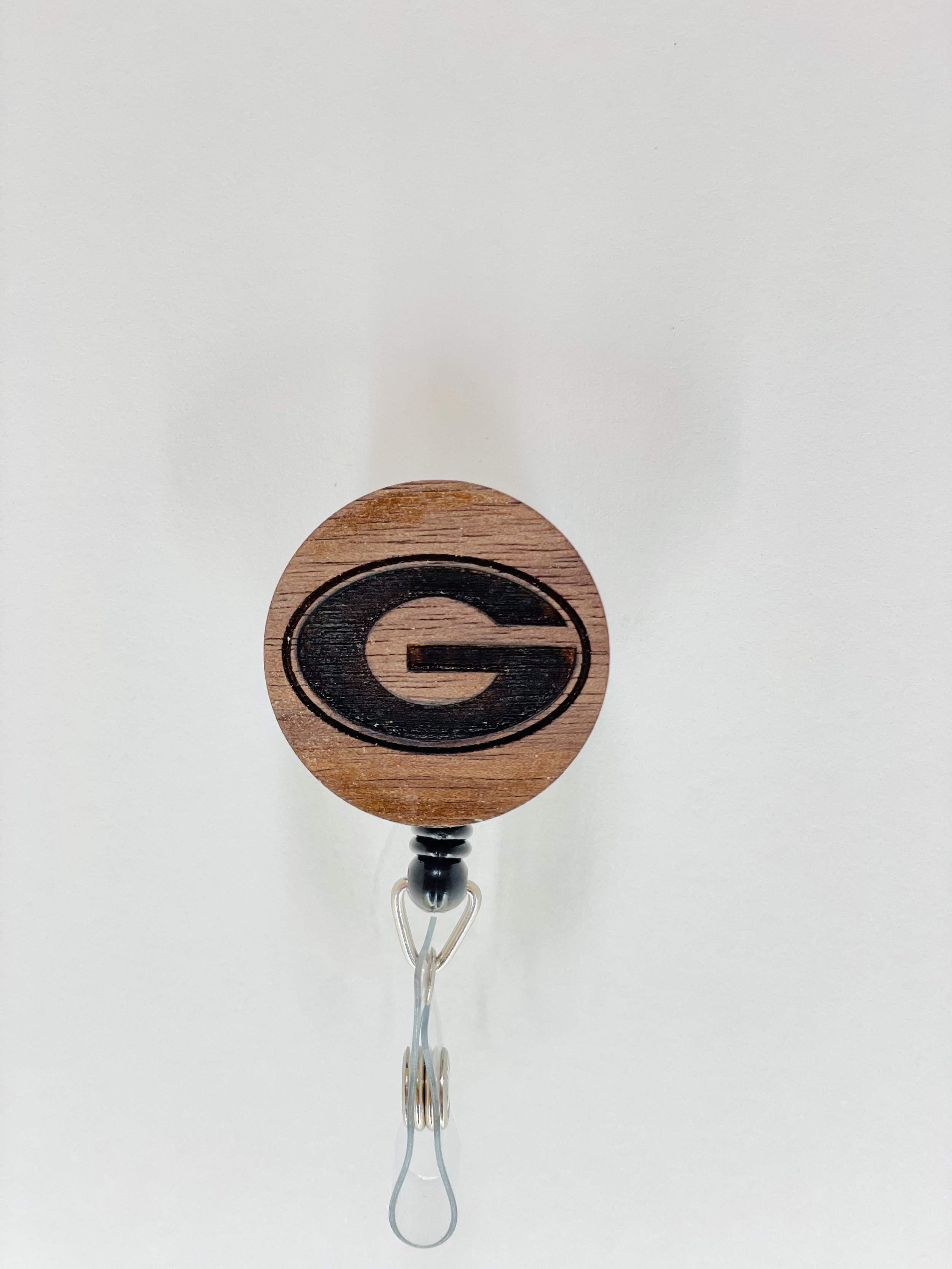 Georgia Bulldogs & Green Bay Packers Walnut Badge Reel, Magnet
