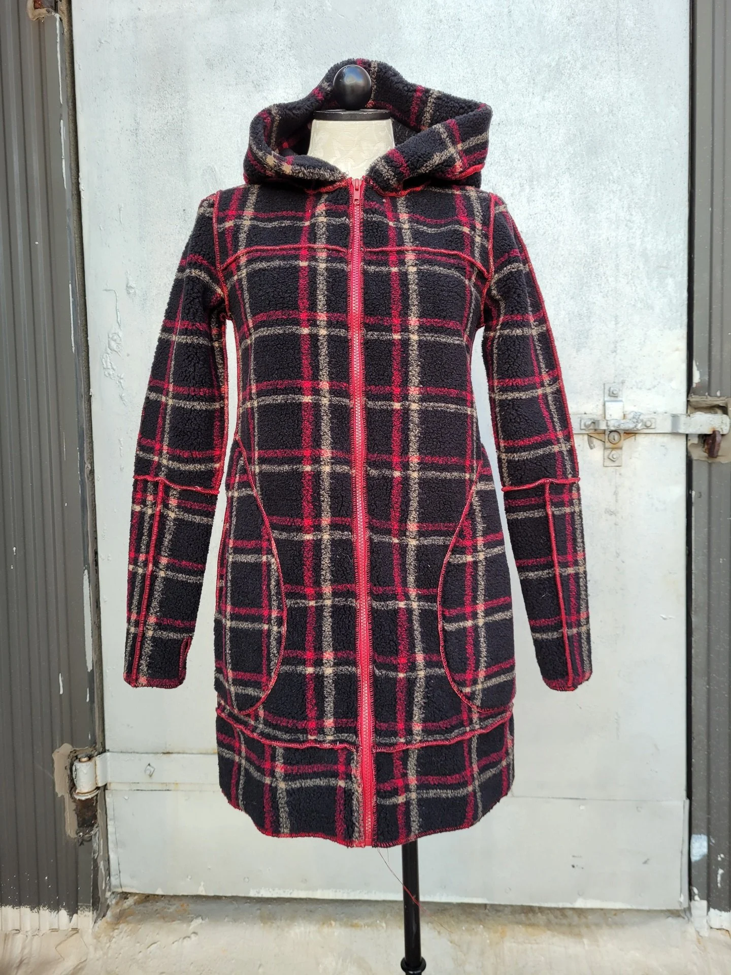 Long Red Plaid Wool Coat 3990 Long Red Plaid Wool Coat 3990