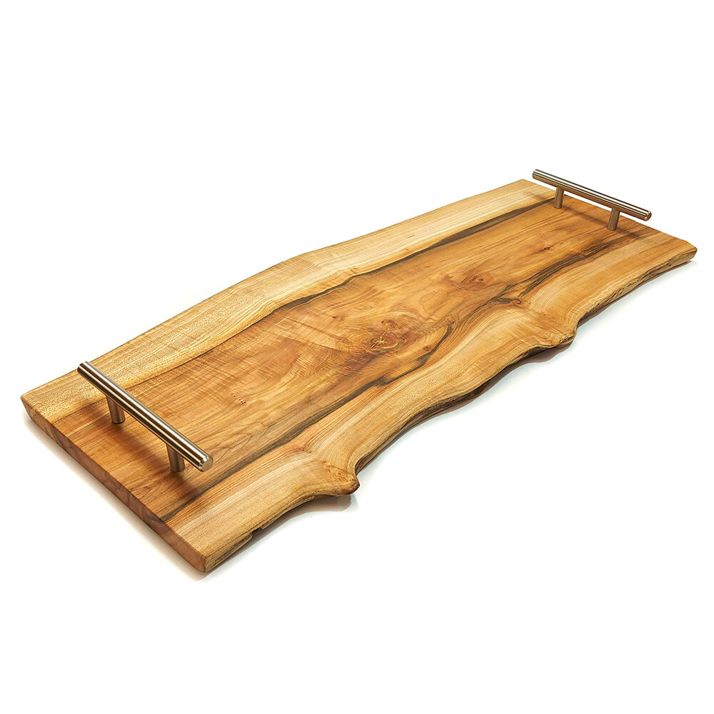 Thick Tiger Maple Cutting Board with Organic Live Edge - Handcrafted Wood -  Personalized Wedding Gift - Charcuterie Board 788 — Rusticcraft Designs