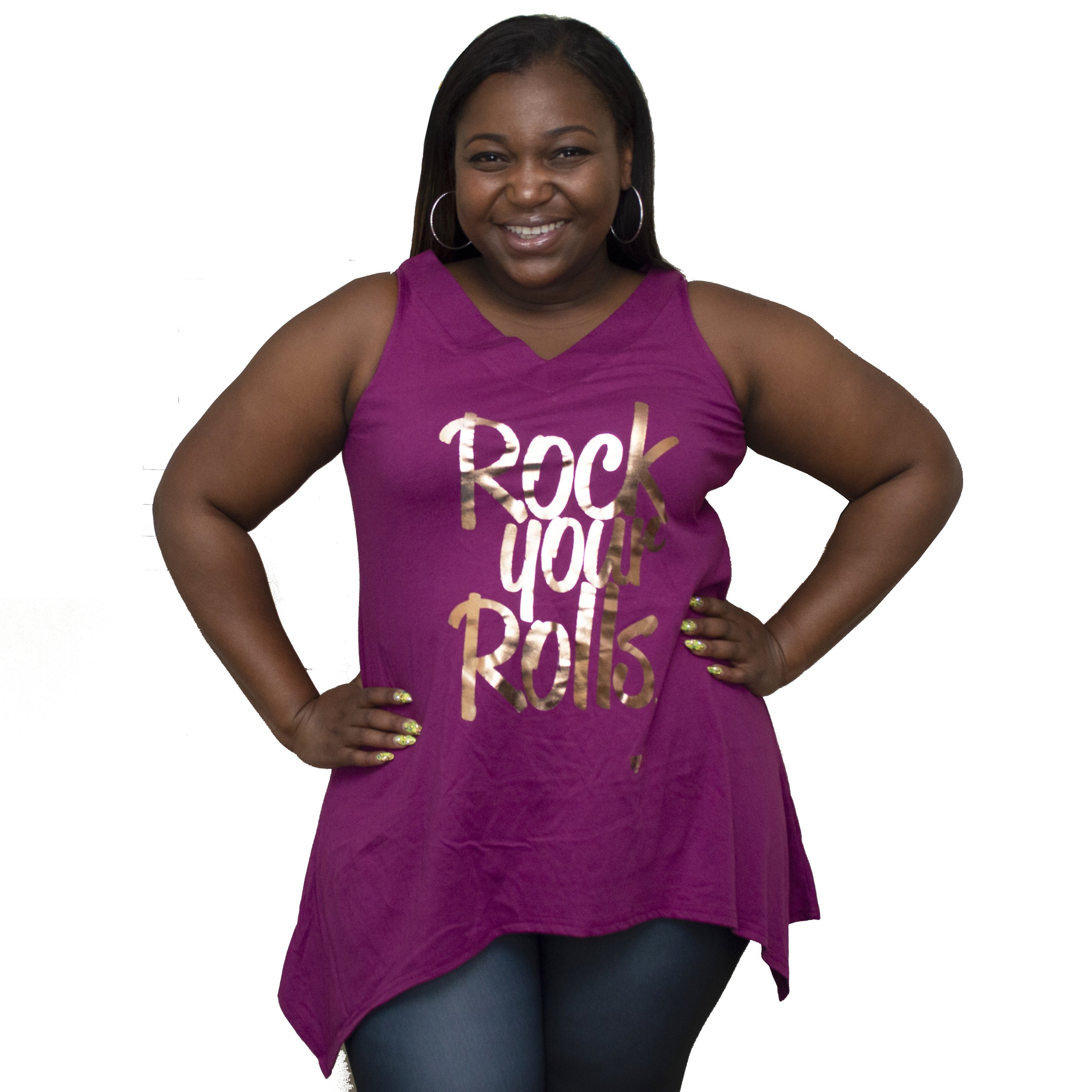 tempereret Rig mand Den fremmede Rock Your Rolls™ Berry/Rose Gold Distressed Tunic Tank — Shapely |  Lifestyle for the Plus Sized