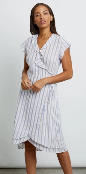 Wrap Linen Stripe dress — Cajoli Boutique