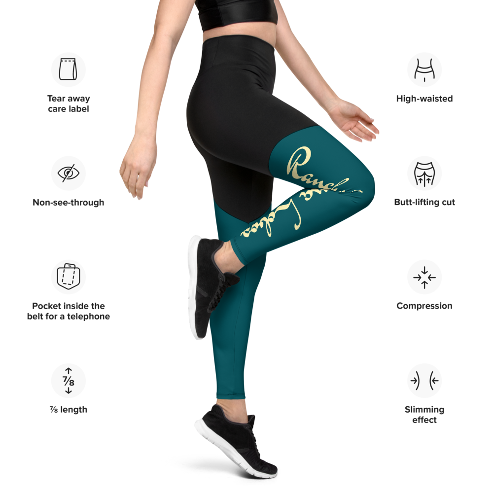 Sports Leggings blue/green — Rancho Luna Lobos